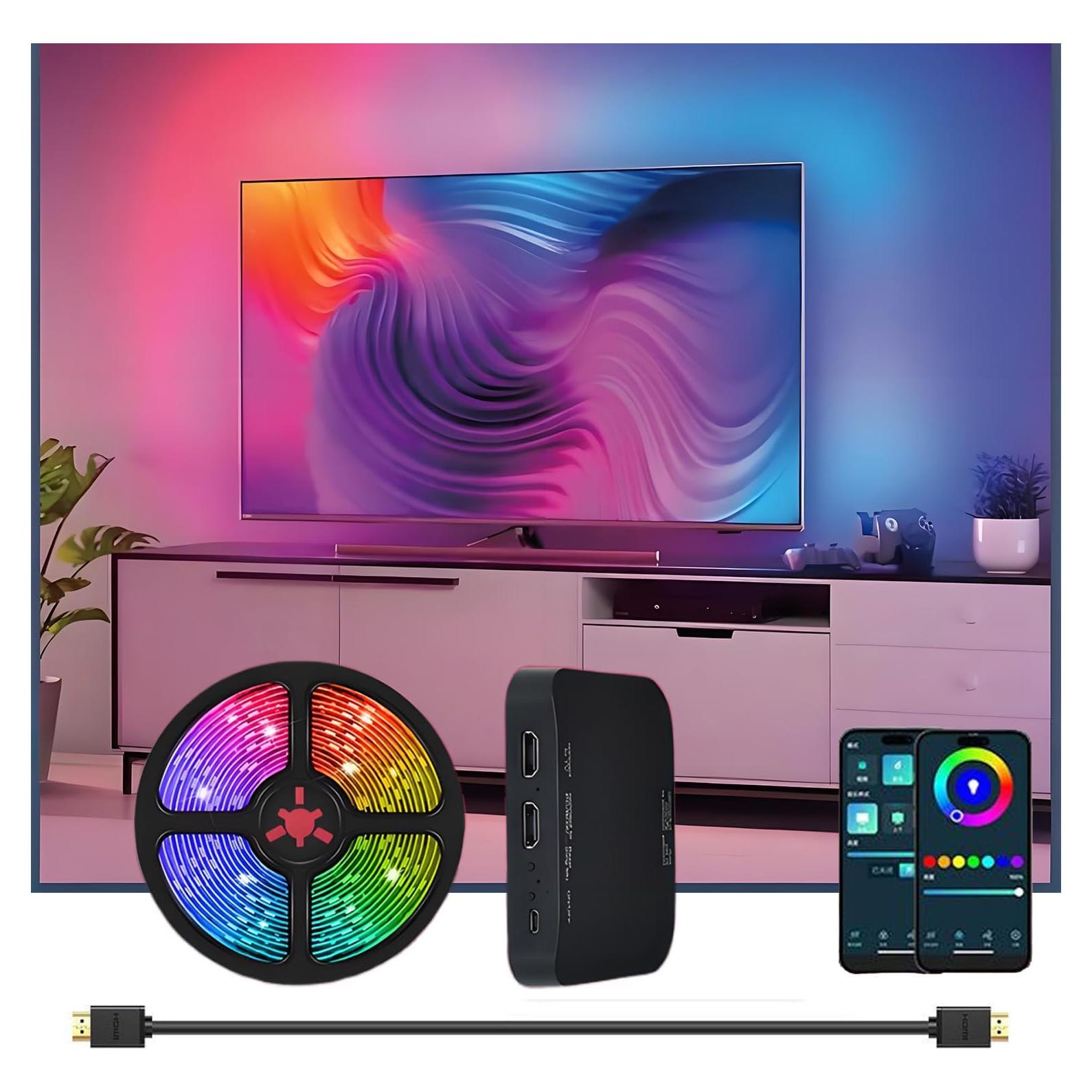 Tira LED WACUAAO 3.81m para TV 55-65" HDMI 4K RGB