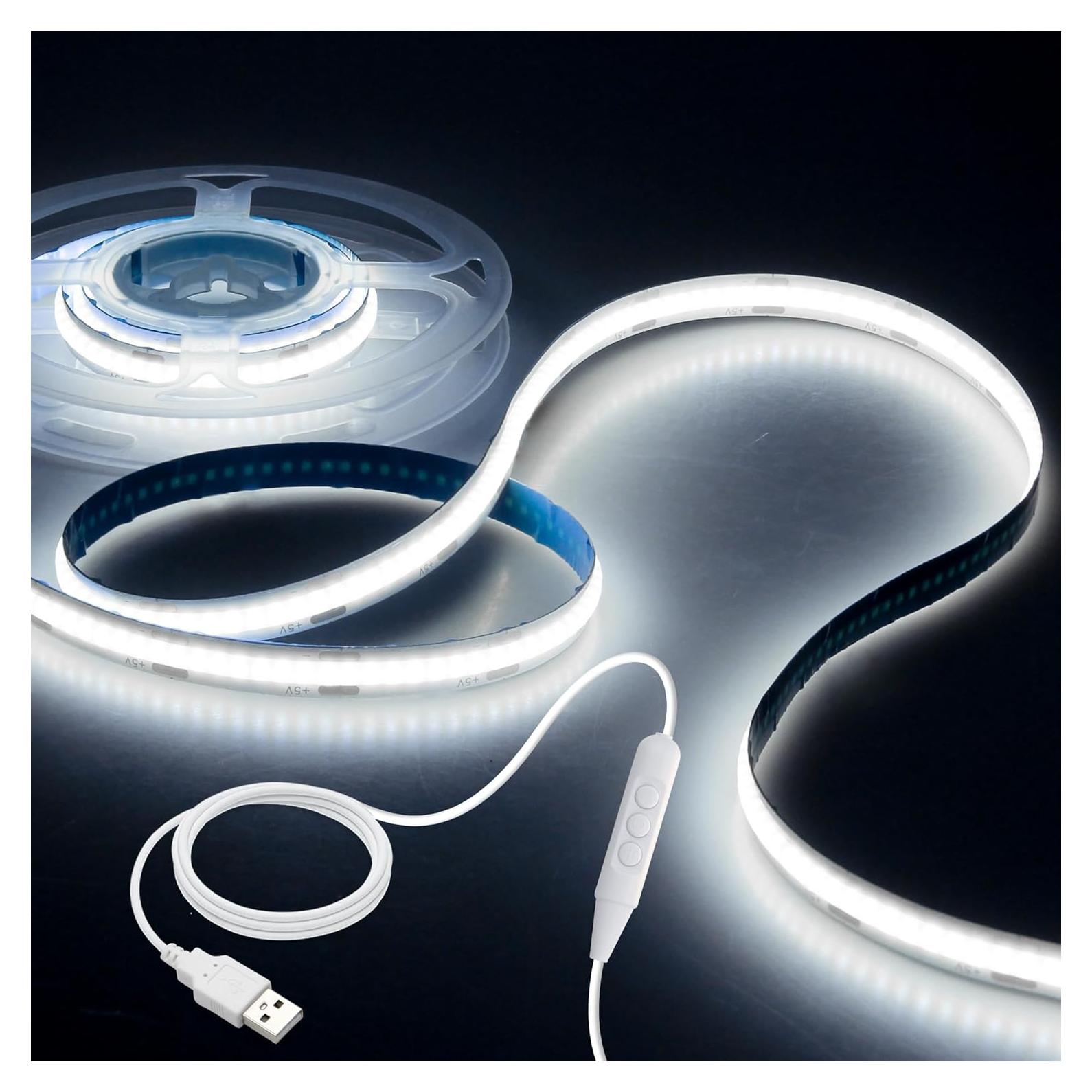 Cinta LED COB Aclorol 1M Regulable USB 6000K 320 LEDs