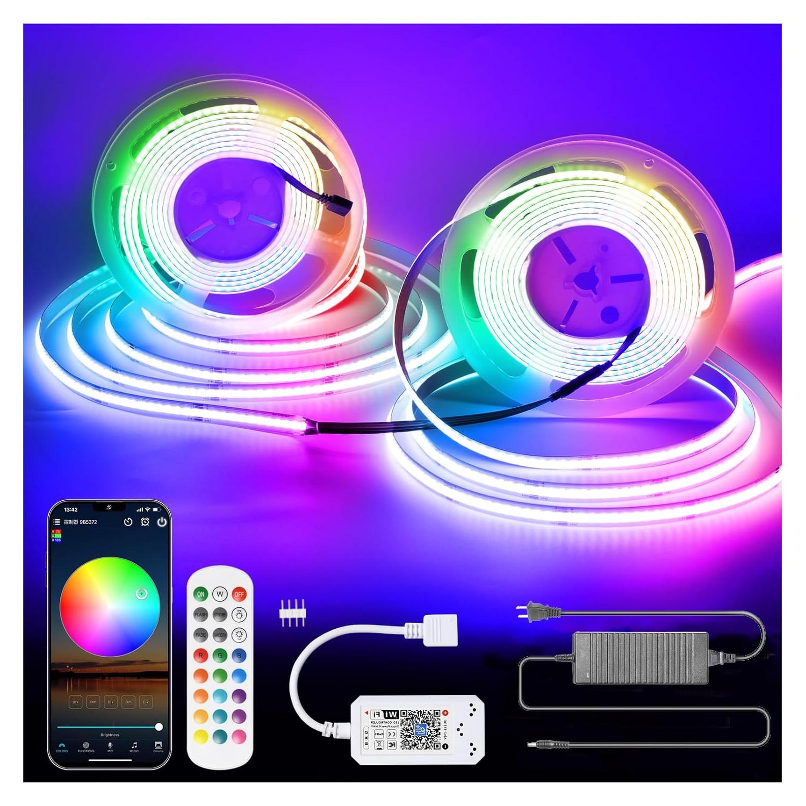 Tira de LED RGB COB INDARUN 10m 5760 LEDs Control Remoto