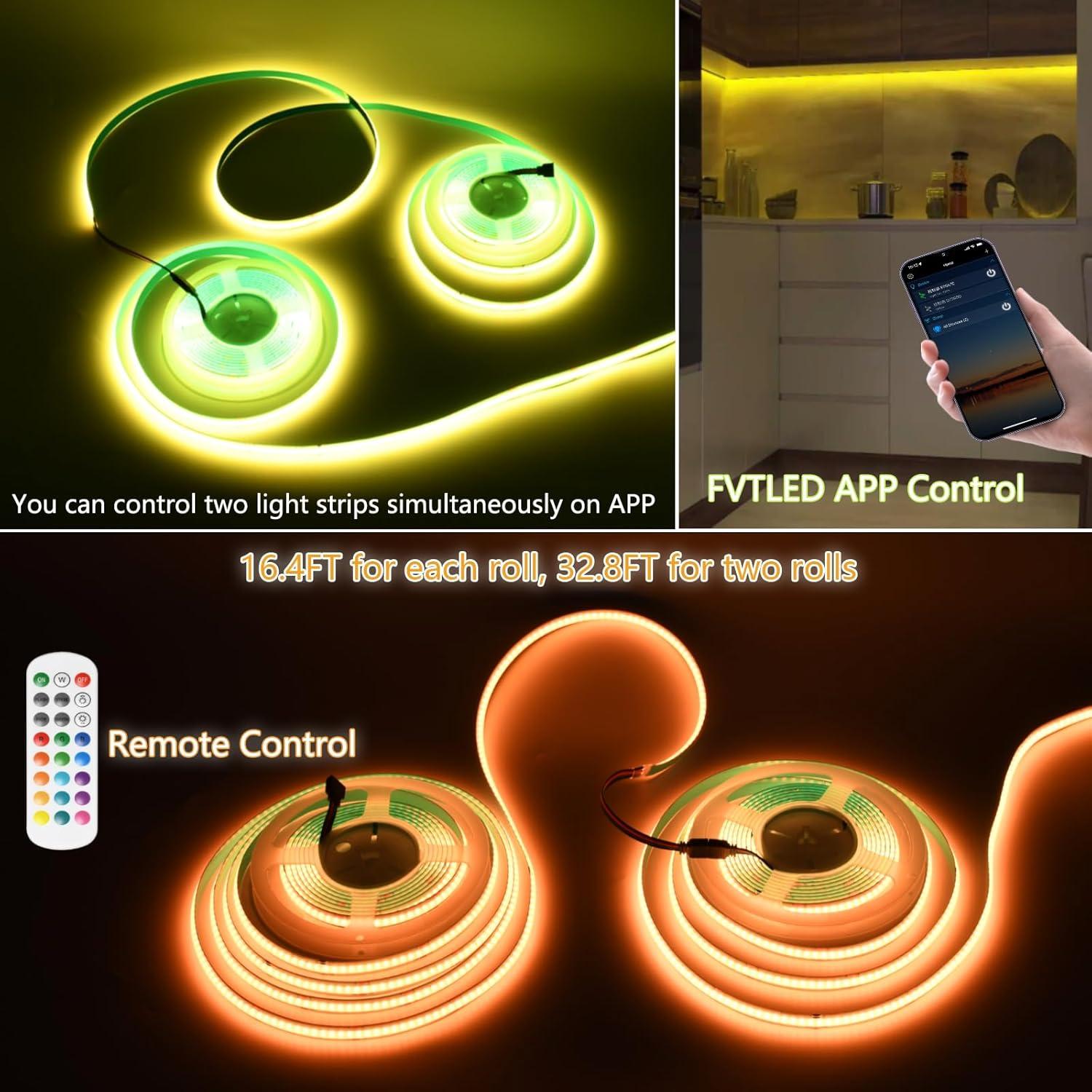Tira de LED RGB COB INDARUN 10m 5760 LEDs Control Remoto