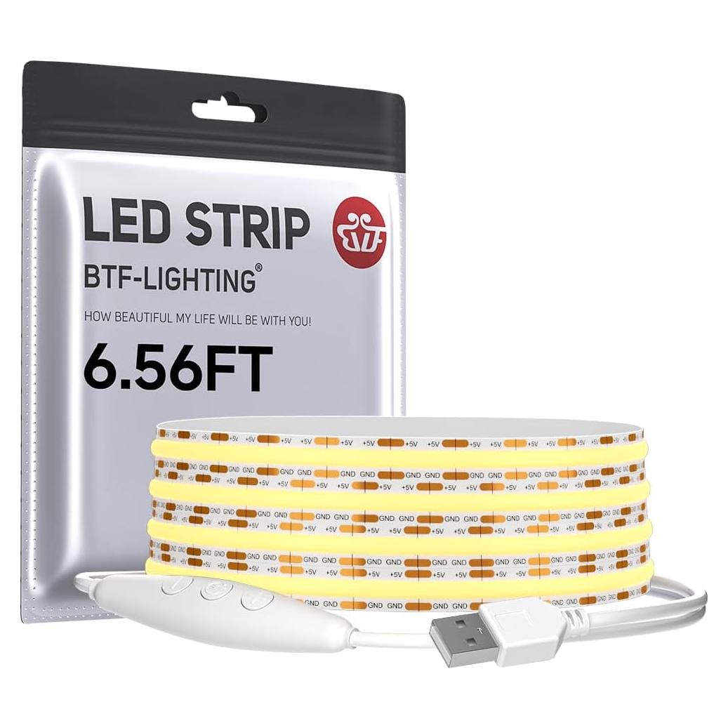 Tira LED FCOB BTF-LIGHTING 2m USB 640 LEDs Blanco Cálido 3000K