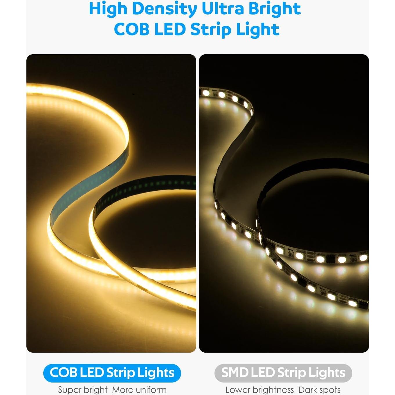 Tira LED COB Aclorol 4M 3000K Dimmable USB Luz de Fondo