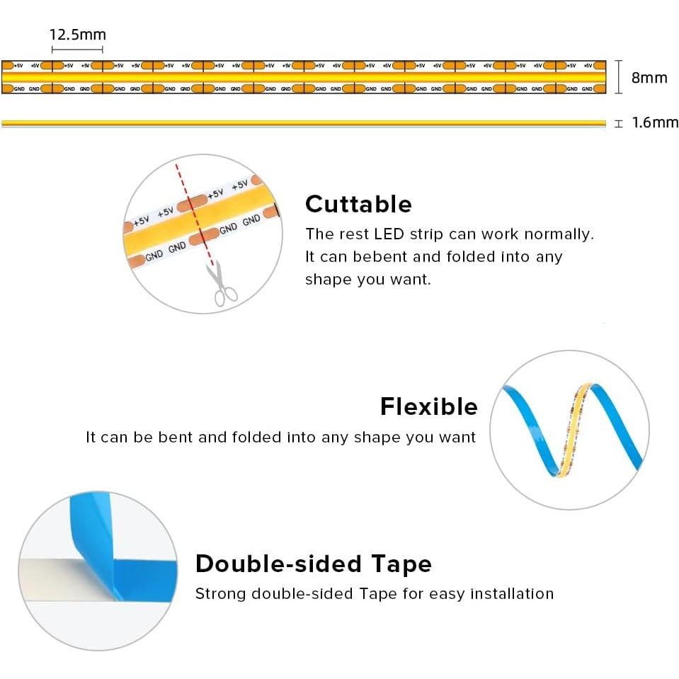 Tira de Luz LED Flexible 2m SHENZEN 4000K USB Dimmable