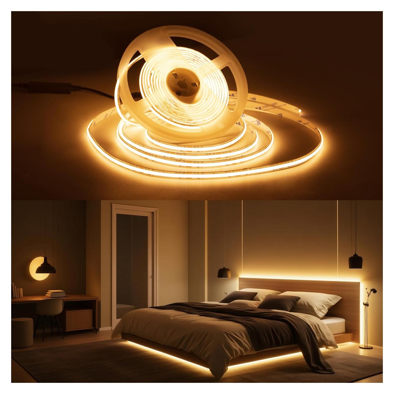 Tiras de luces LED COB NoxLumina 5m regulables 2700K-6500K