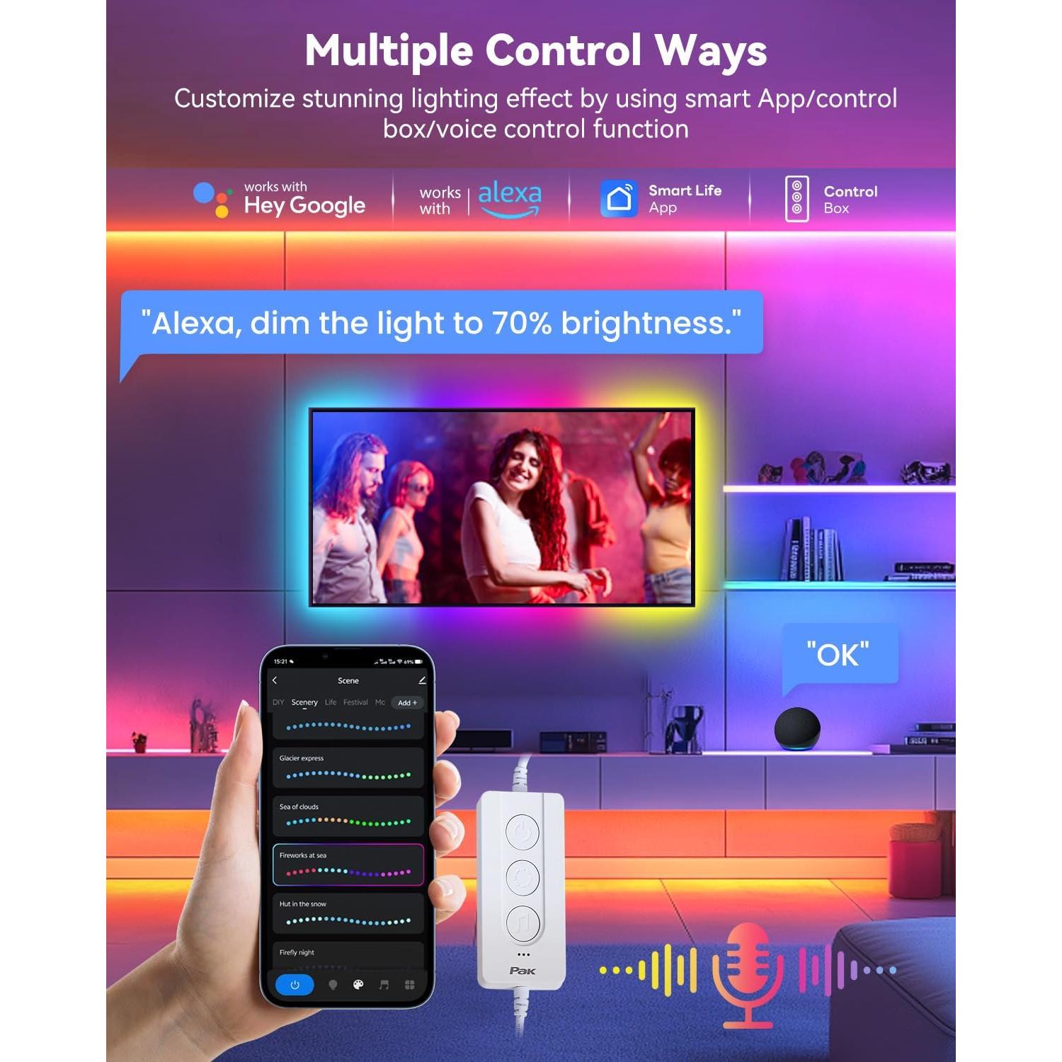 Tira LED Inteligente Pak 10m RGB+IC con Control APP y Remoto