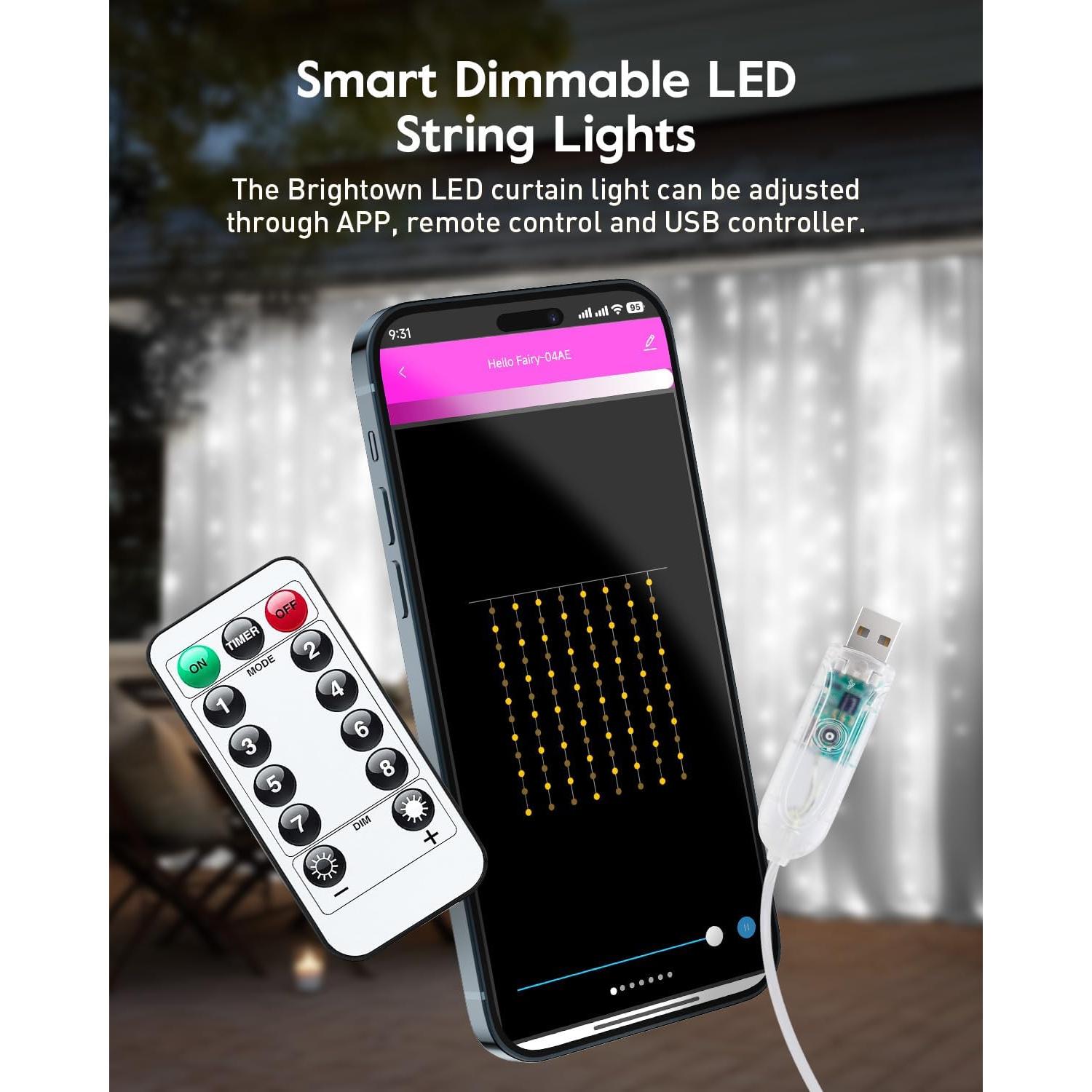 Luces de Cuerda Inteligentes Brightown 3m 300 LED USB Blanco