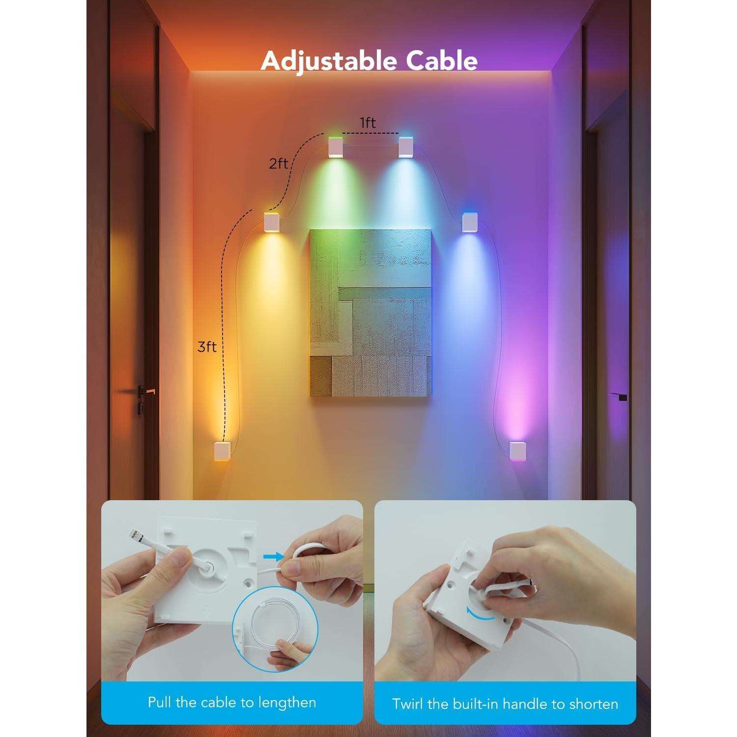 Apliques de Pared LED Govee H6088 RGBIC Ajustables 4.57m