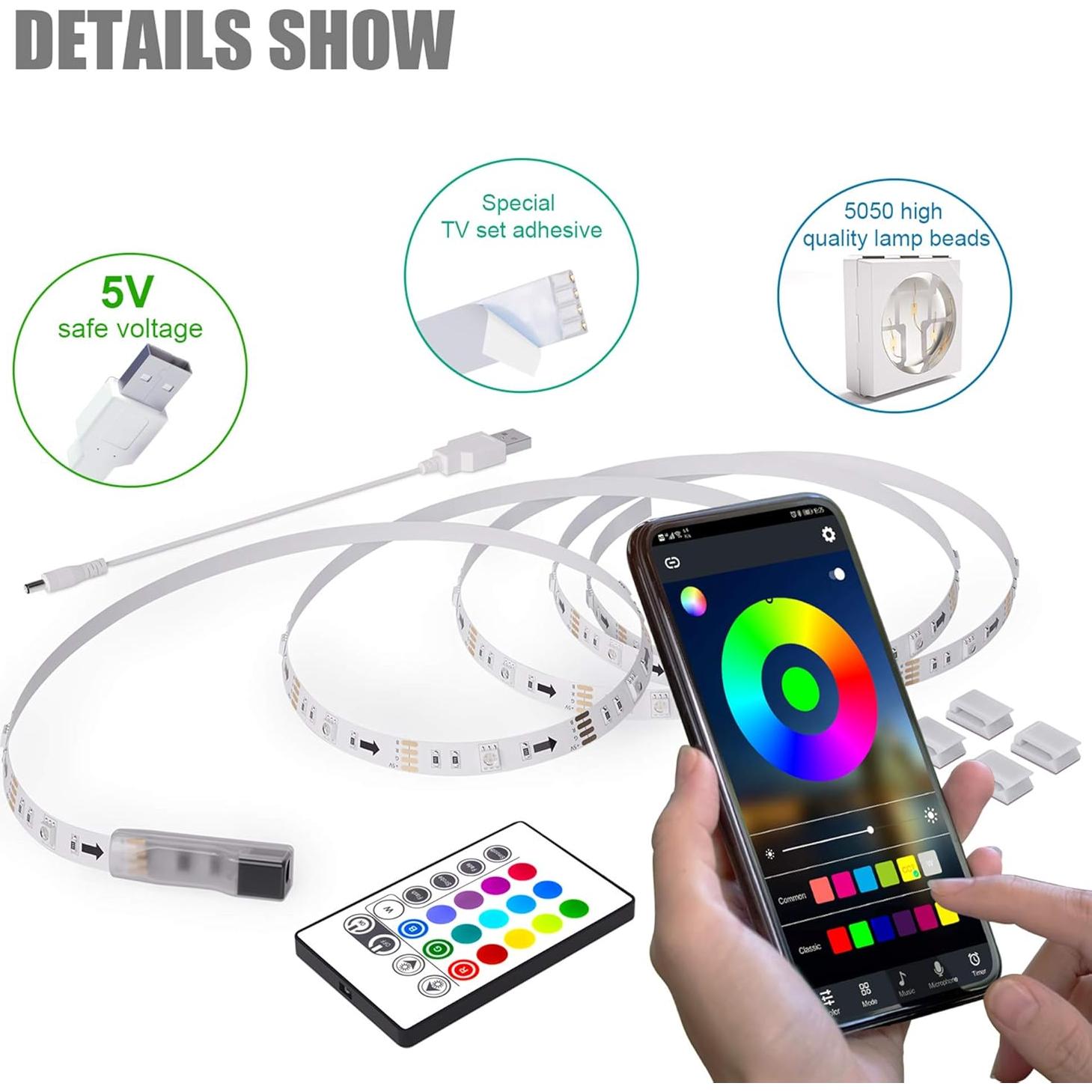 Luces LED RGB Maylit 5.0m para TV 165-190cm con Bluetooth