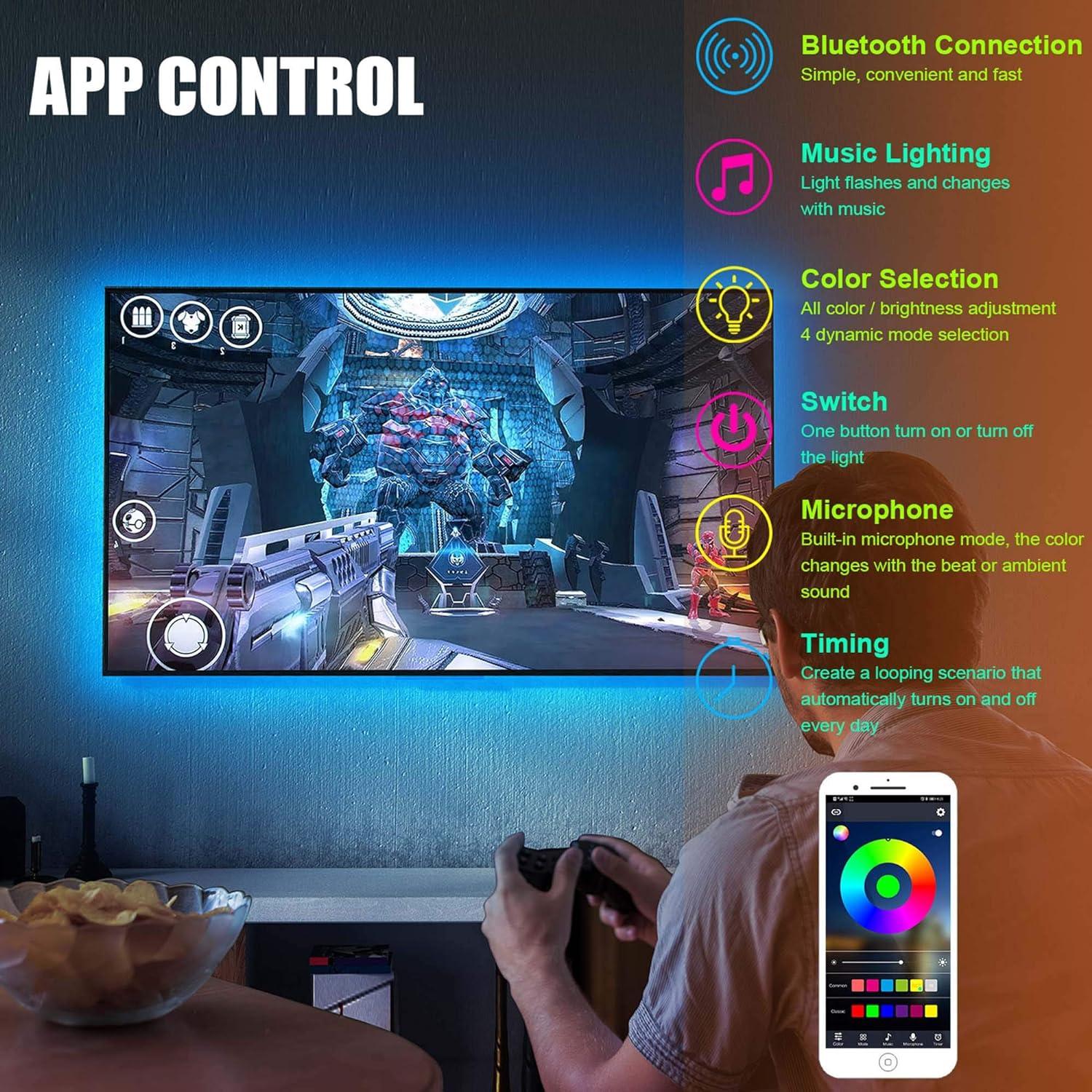 Luces LED RGB Maylit 5.0m para TV 165-190cm con Bluetooth