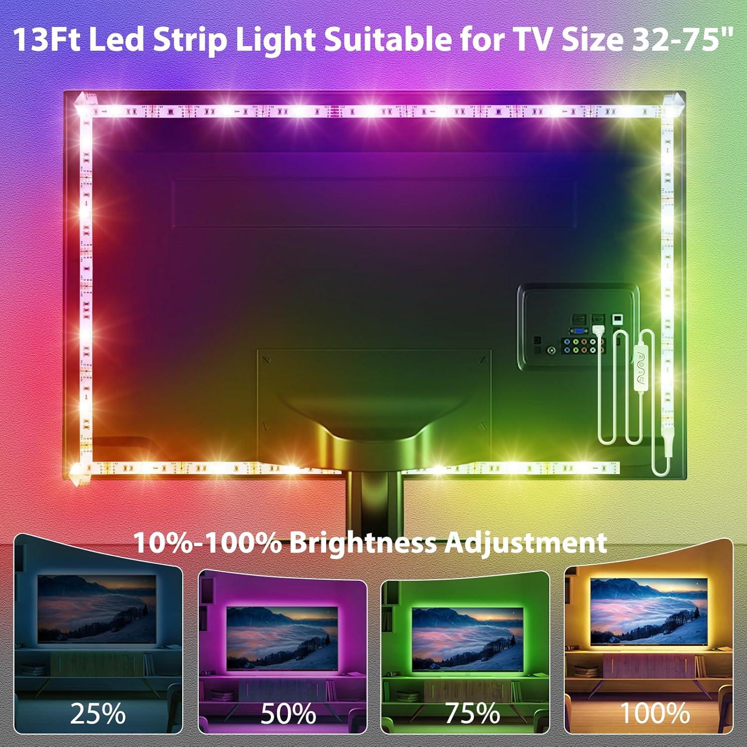 Tiras LED RGB HOUHUI 4m para TV 81-165cm con App y música