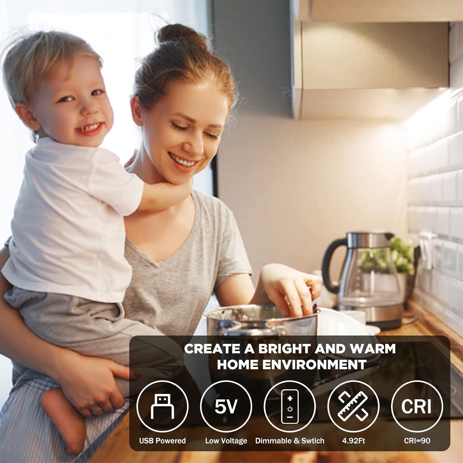 Tira de luces LED COB USB 1.5m 3000K QiGe regulable 480LEDs