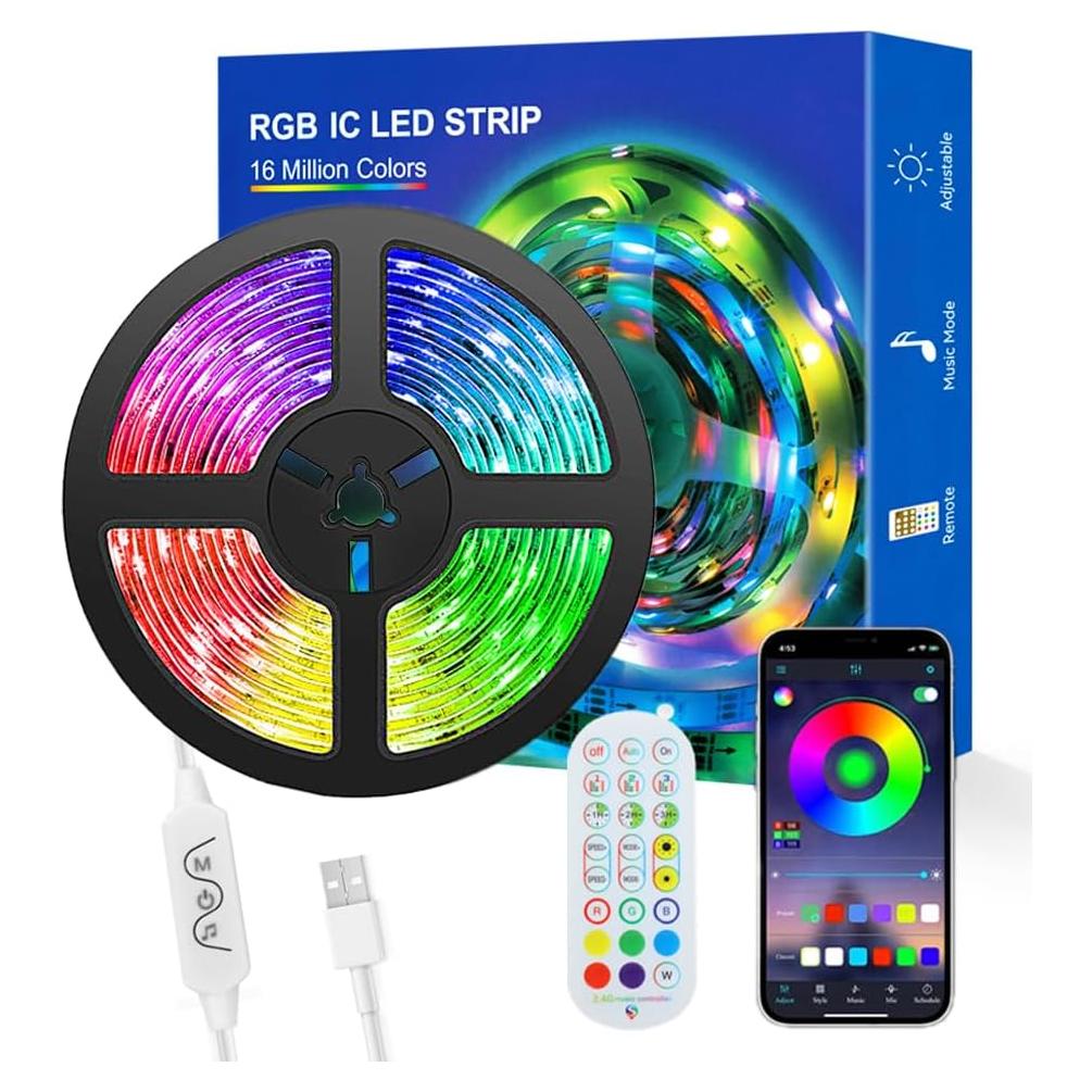 Tira LED WS2812B 5M 150 LEDs RGB Control Remoto APP Bluetooth