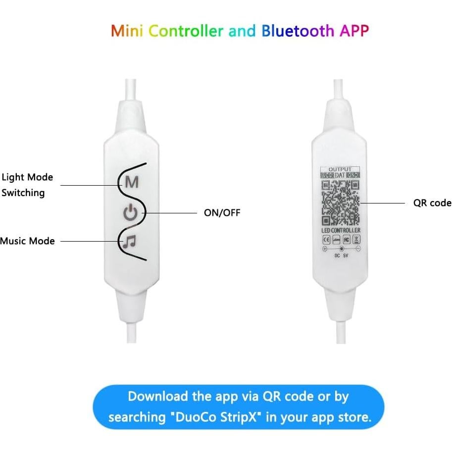 Tira LED WS2812B 5M 150 LEDs RGB Control Remoto APP Bluetooth
