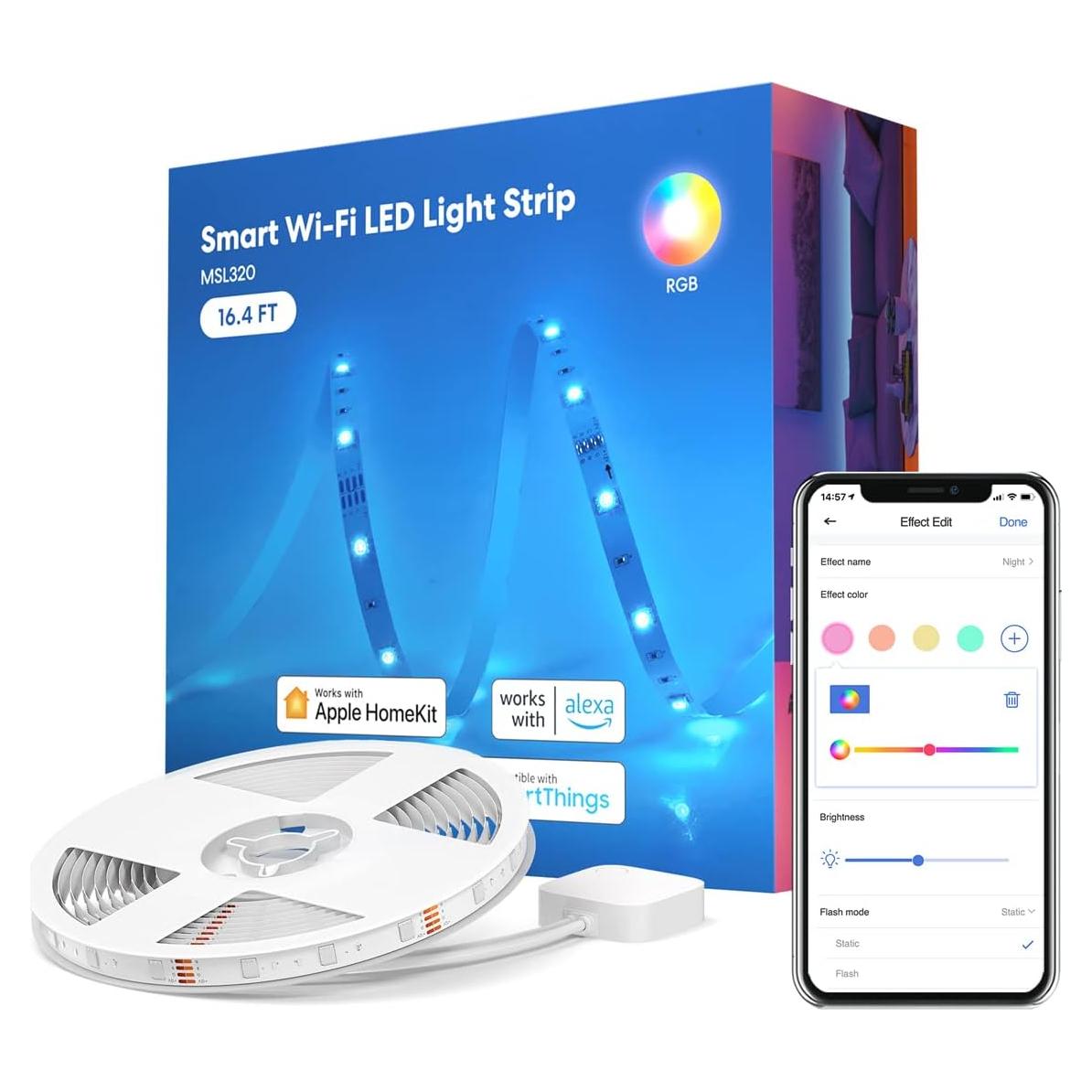 Tira LED inteligente Meross 5m RGB HomeKit Alexa Google