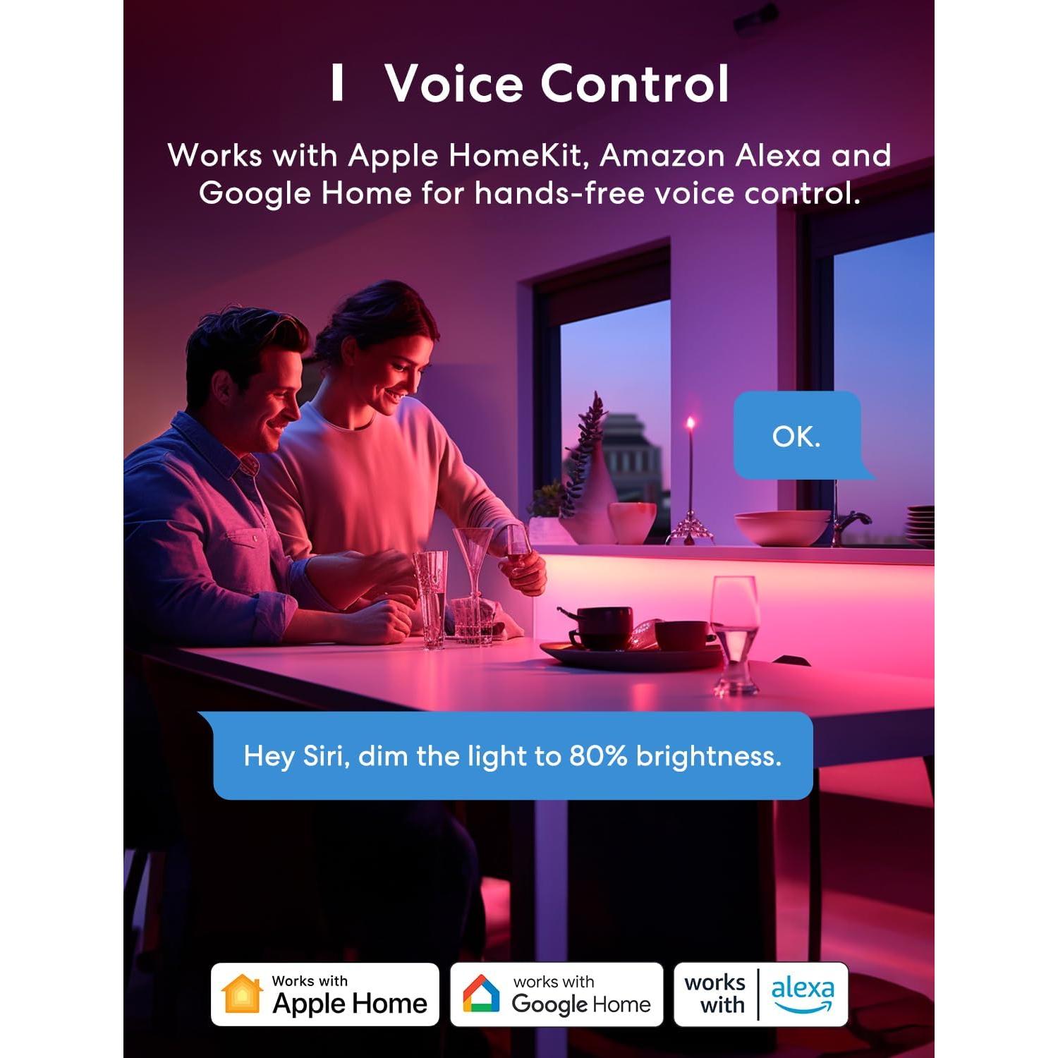 Tira LED inteligente Meross 5m RGB HomeKit Alexa Google