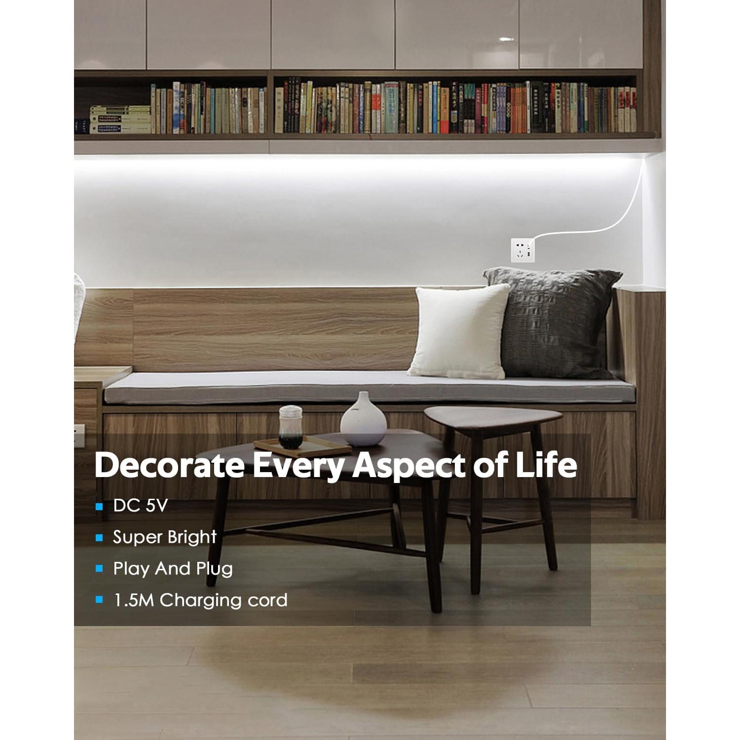 Tira de Luz LED COB 5M Blanca Fría USB Samsion 320 LEDs/M