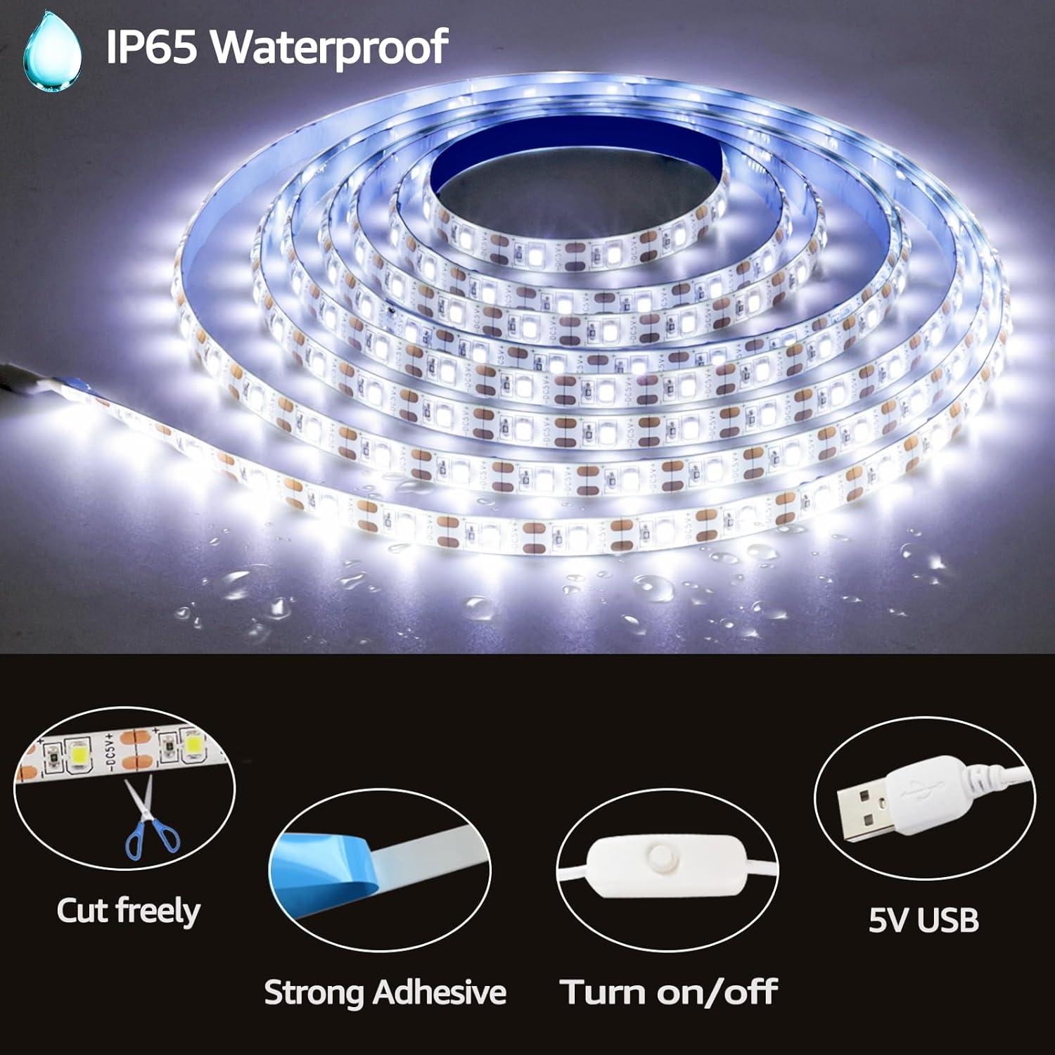 Tira LED blanca 3M Tesfish USB 5V 180 LEDs impermeable