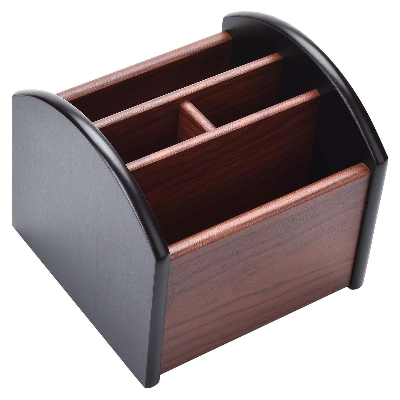 Organizador de Escritorio Siveit de Madera 4 Compartimentos Antideslizante