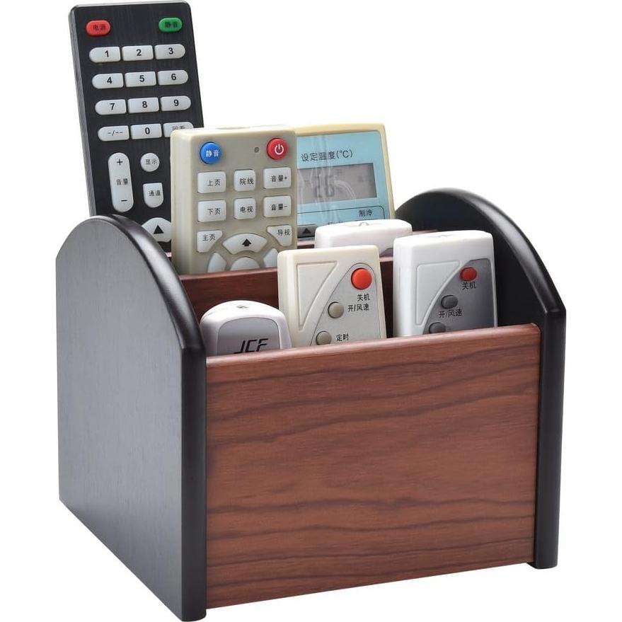 Organizador de Escritorio Siveit de Madera 4 Compartimentos Antideslizante