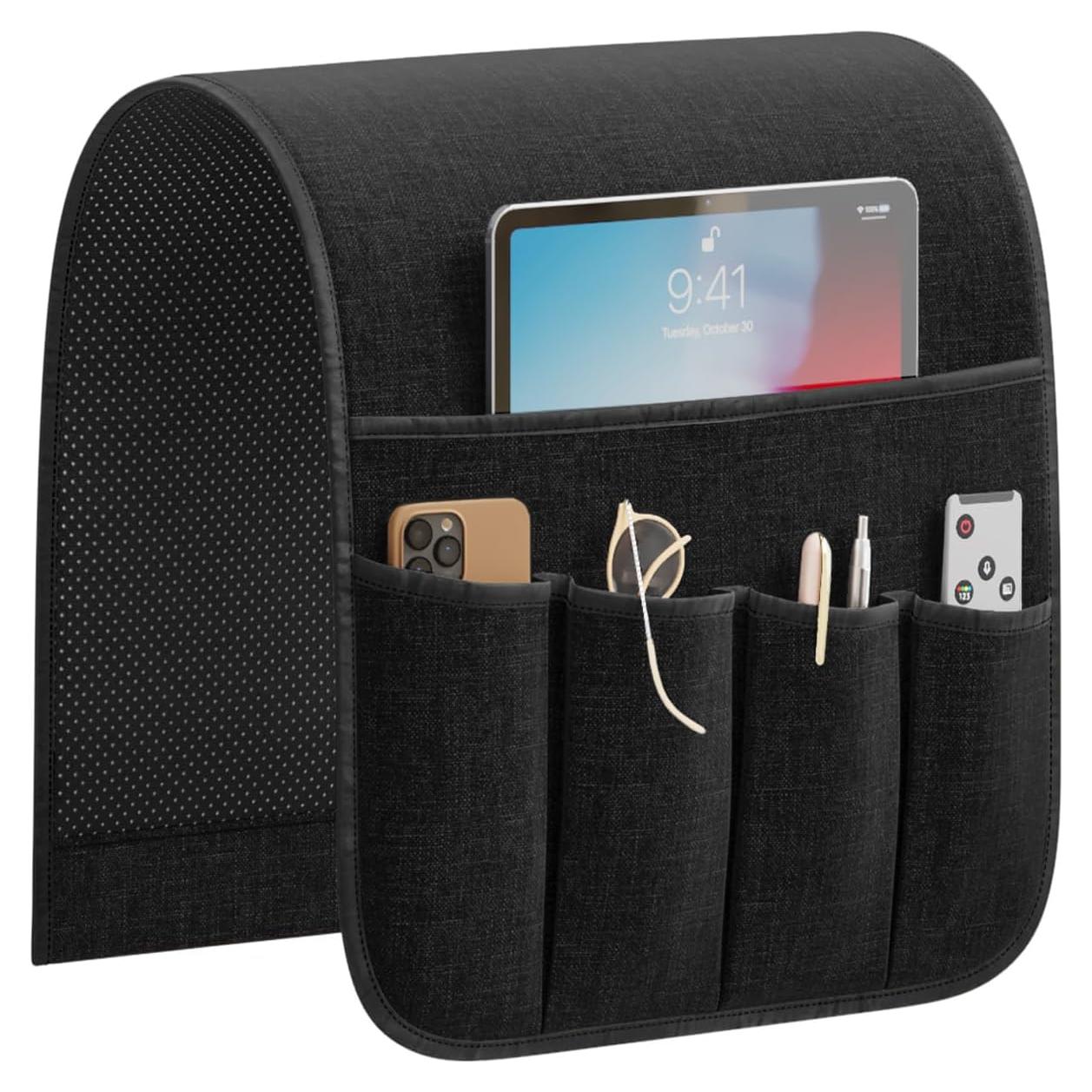 Organizador de Reposabrazos Sofá Sixyotie 5 Bolsillos Negro 33x89 cm