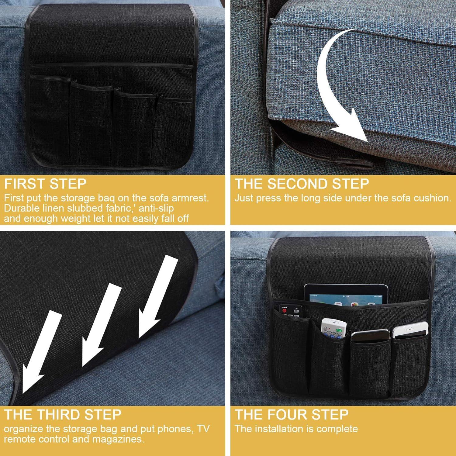 Organizador de Reposabrazos Sofá Sixyotie 5 Bolsillos Negro 33x89 cm