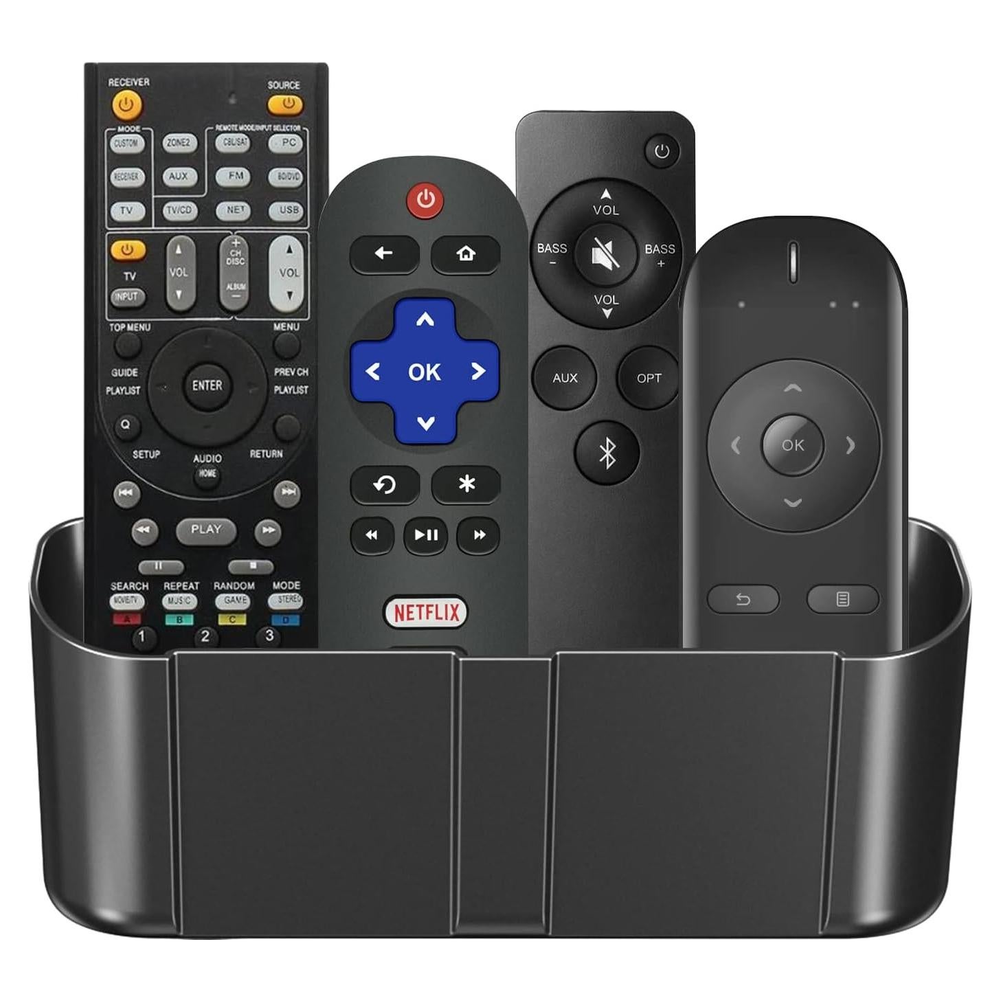 Soporte de Control Remoto Suptek Montado en Pared Negro para 4 Controles