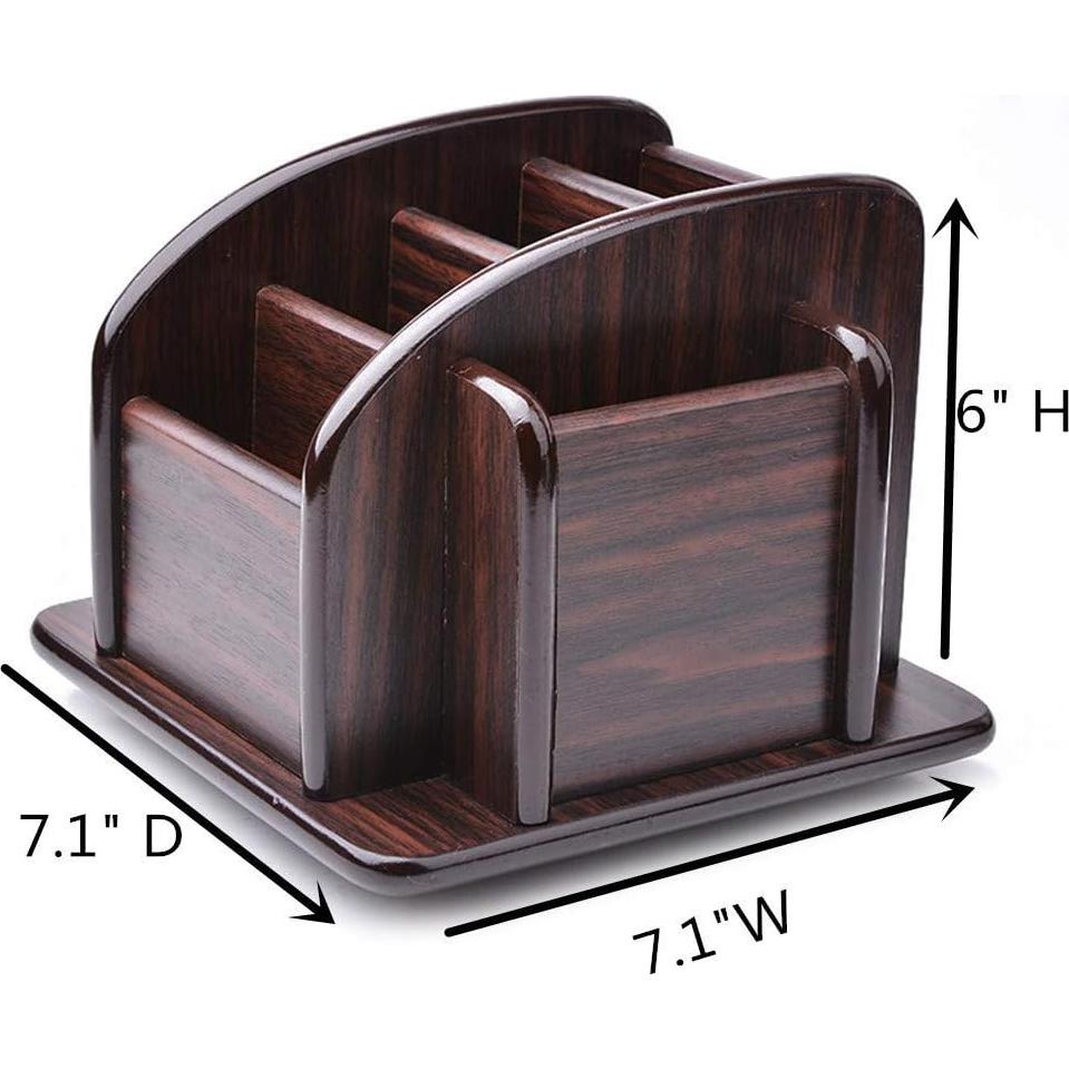 Organizador de Escritorio de Madera YCOCO 6 Compartimentos 360°