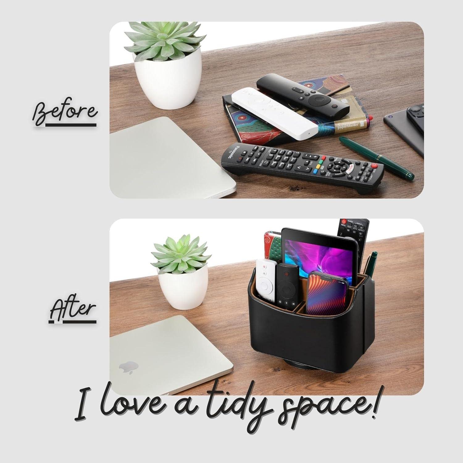 Soporte Organizador de Escritorio Lorteme Negro Giratorio 14cm