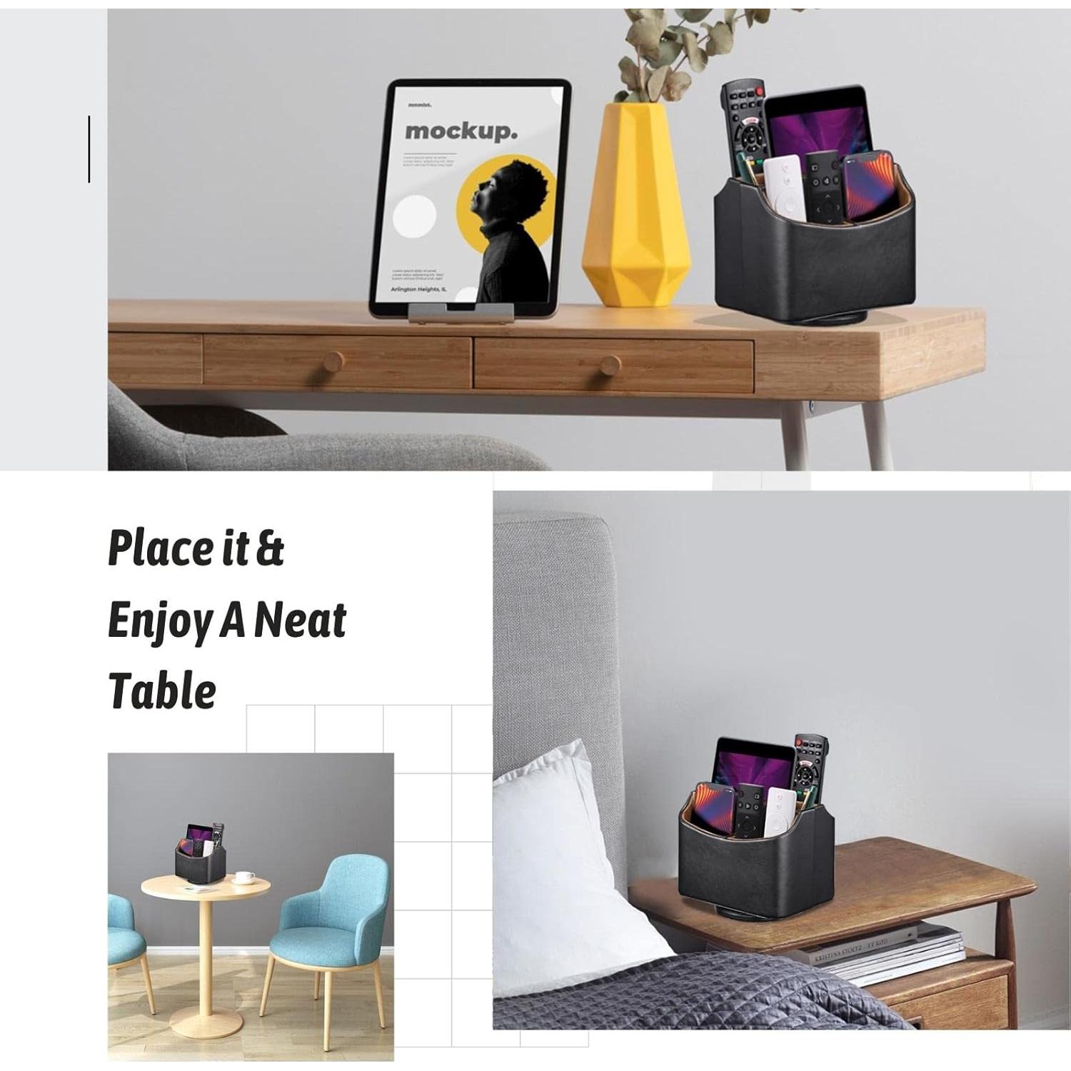 Soporte Organizador de Escritorio Lorteme Negro Giratorio 14cm