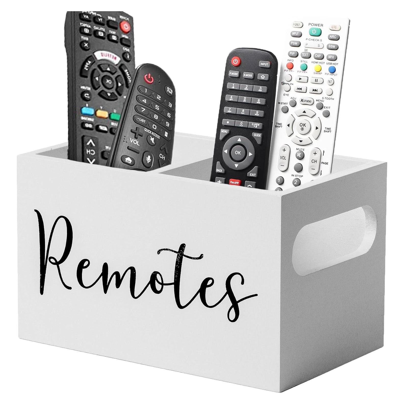 Soporte para Control Remoto ESEHGS Blanco, Madera, 2 Compartimentos