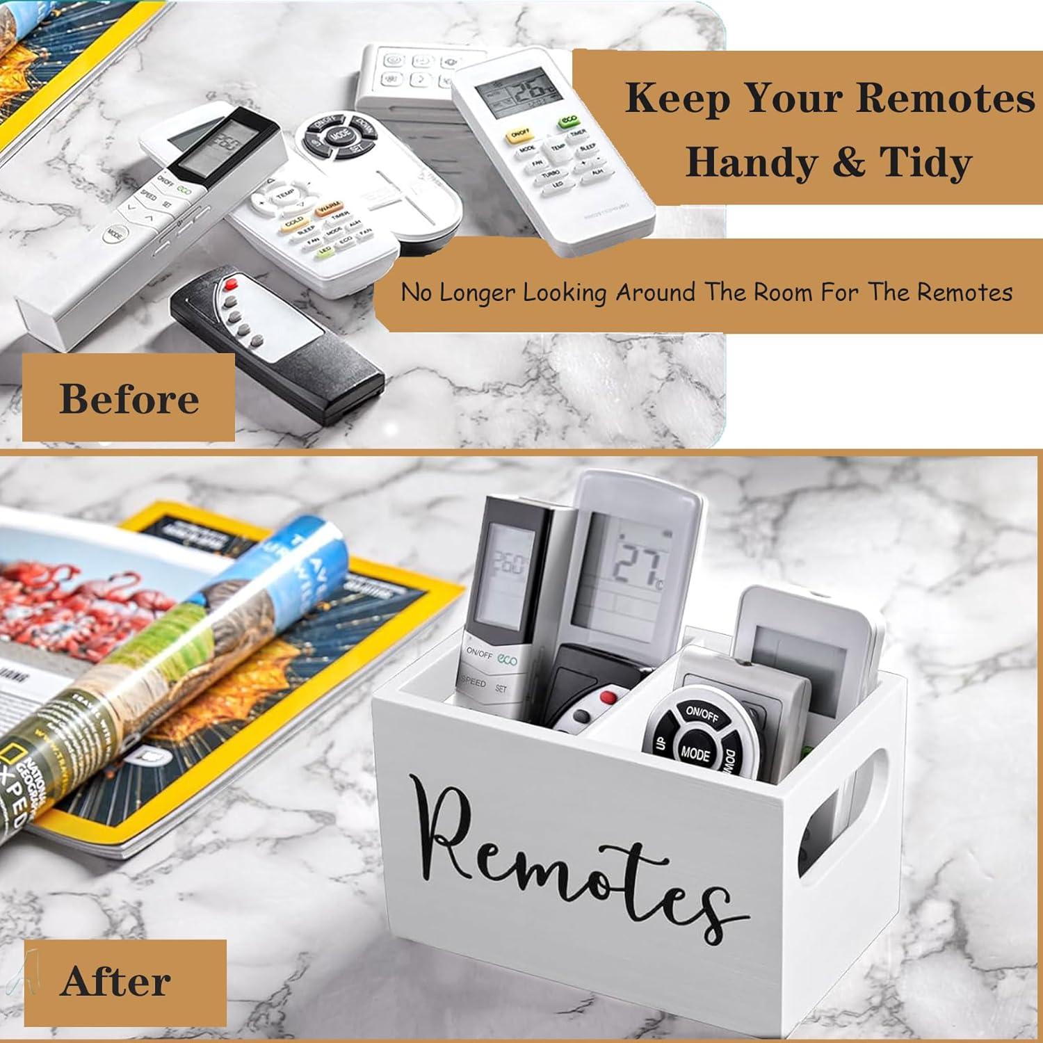 Soporte para Control Remoto ESEHGS Blanco, Madera, 2 Compartimentos