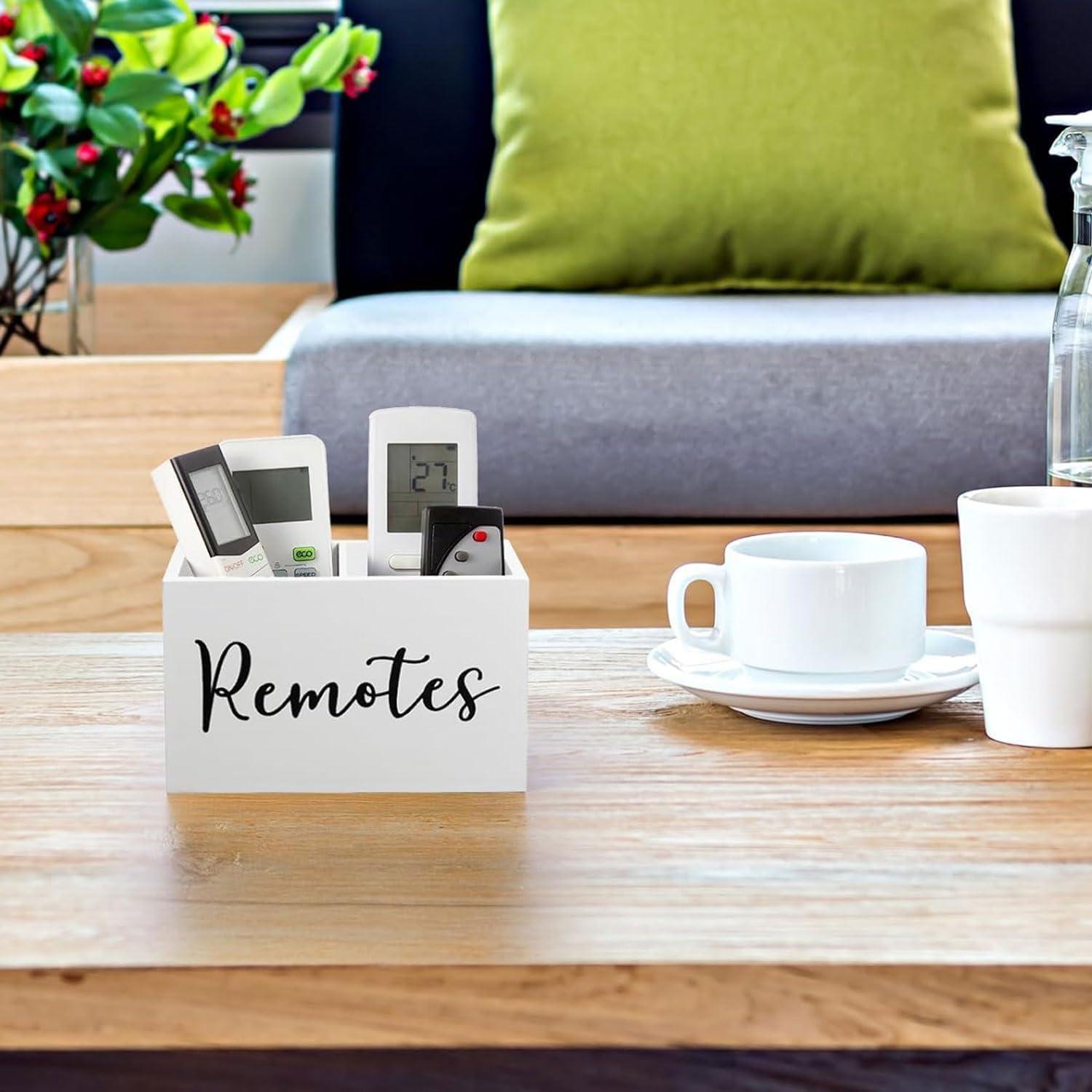 Soporte para Control Remoto ESEHGS Blanco, Madera, 2 Compartimentos