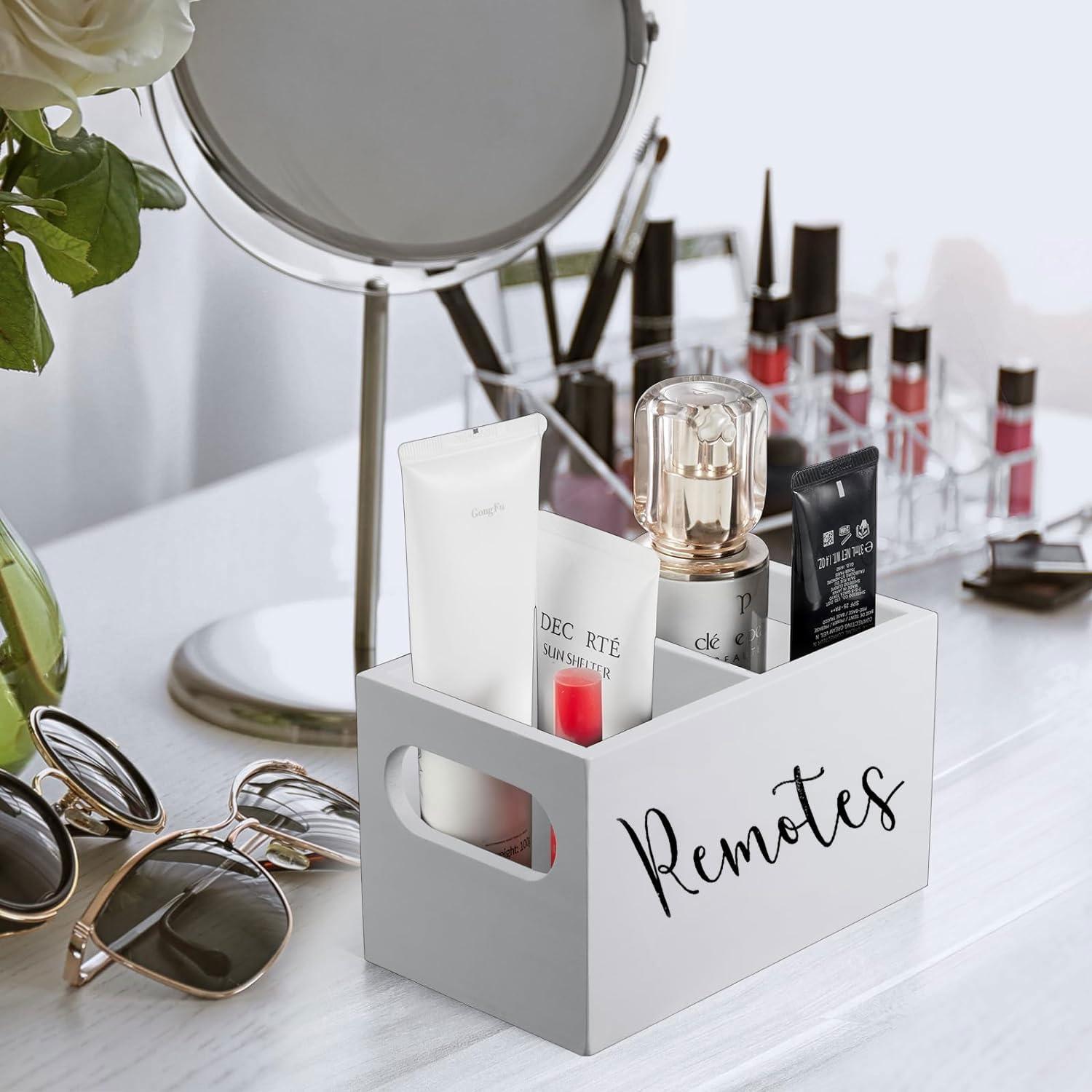 Soporte para Control Remoto ESEHGS Blanco, Madera, 2 Compartimentos