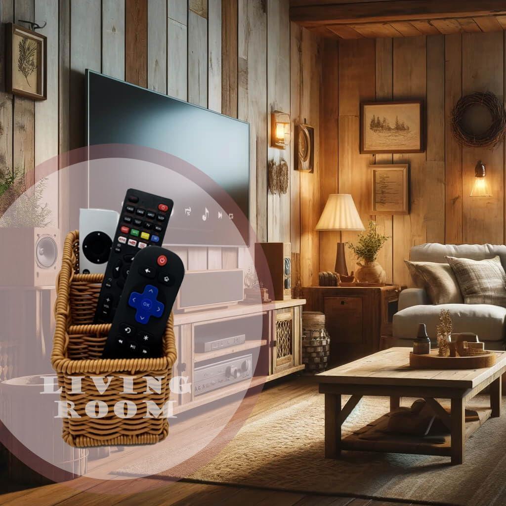 Soporte para Control Remoto WUJILIVING Rattan 3 Comp. Roble Dorado