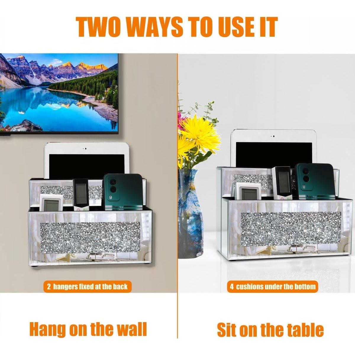 Soporte de Control Remoto GOTHICO Espejado 4 Compartimentos 23.1x15.5cm