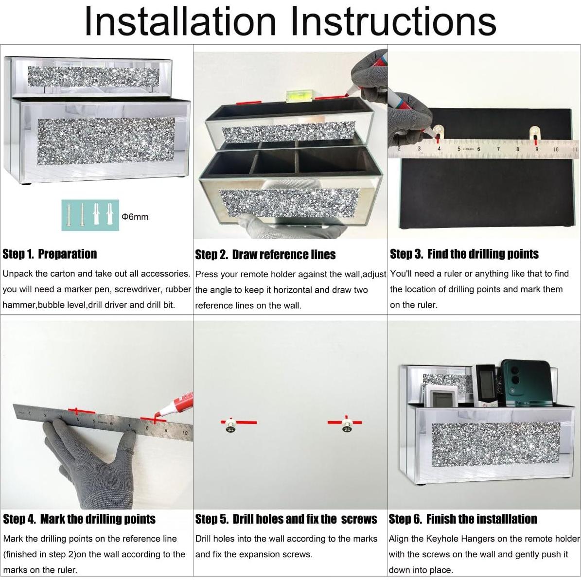 Soporte de Control Remoto GOTHICO Espejado 4 Compartimentos 23.1x15.5cm