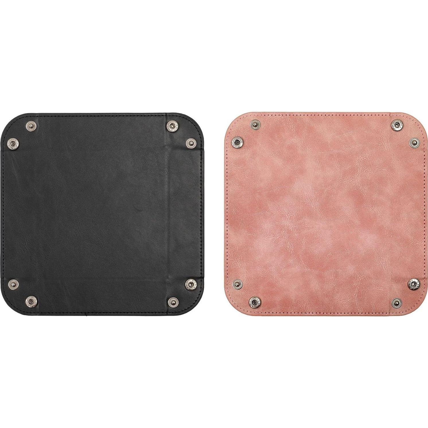 Bandeja de Valet siduater Cuero PU Rosa Piedra 15.2x15.2 cm