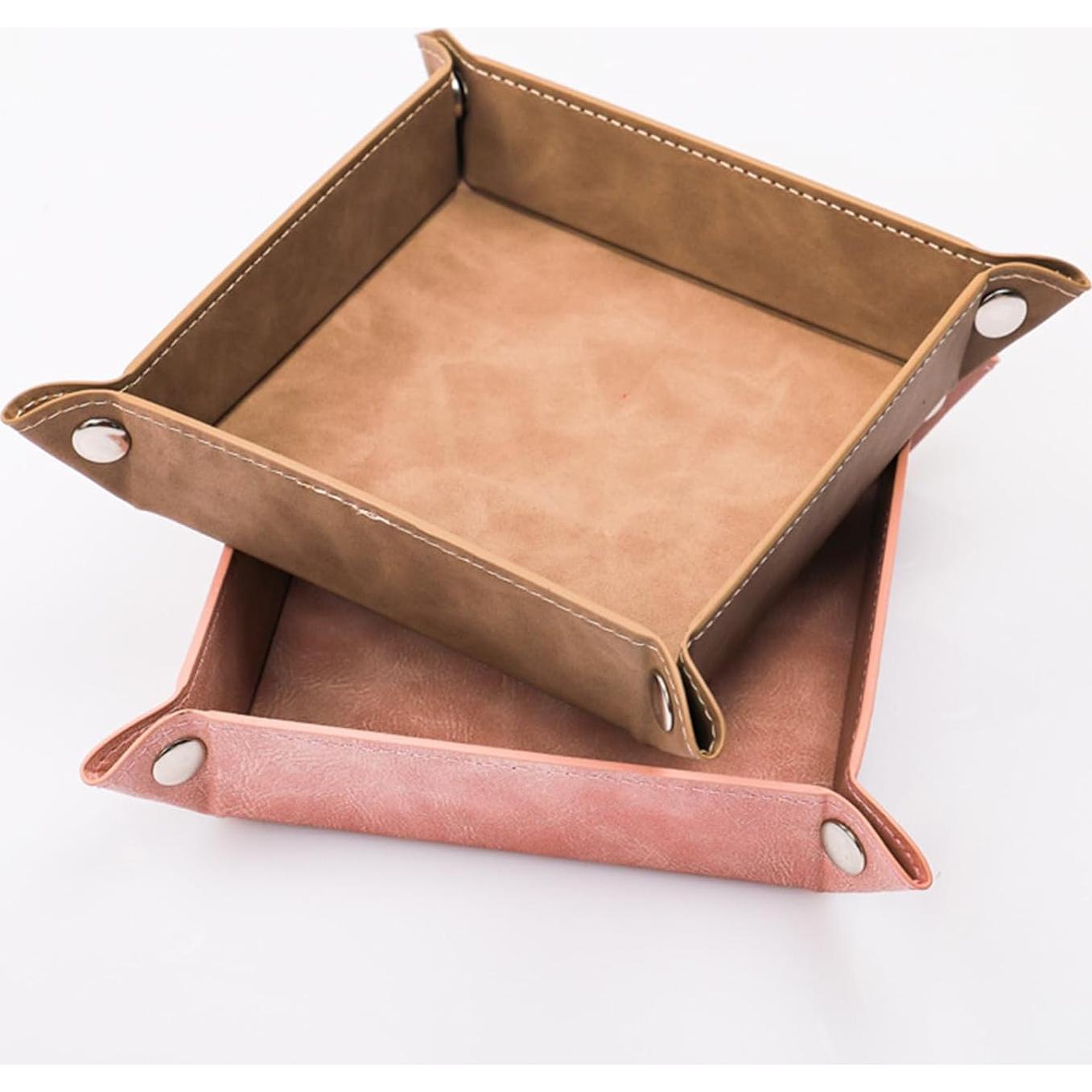 Bandeja de Valet siduater Cuero PU Rosa Piedra 15.2x15.2 cm