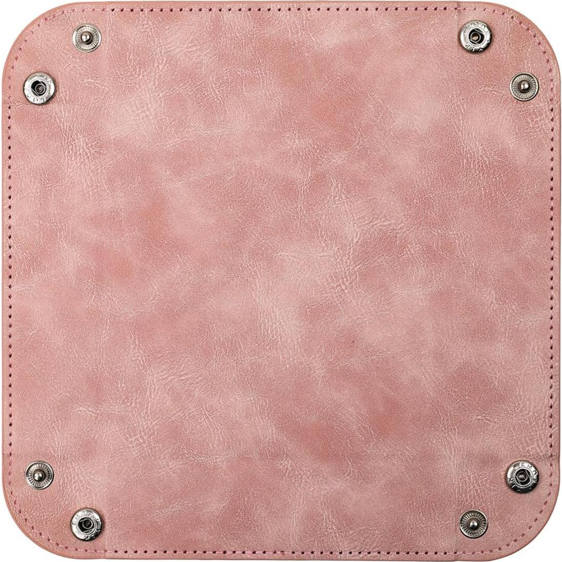 Bandeja de Valet siduater Cuero PU Rosa Piedra 15.2x15.2 cm