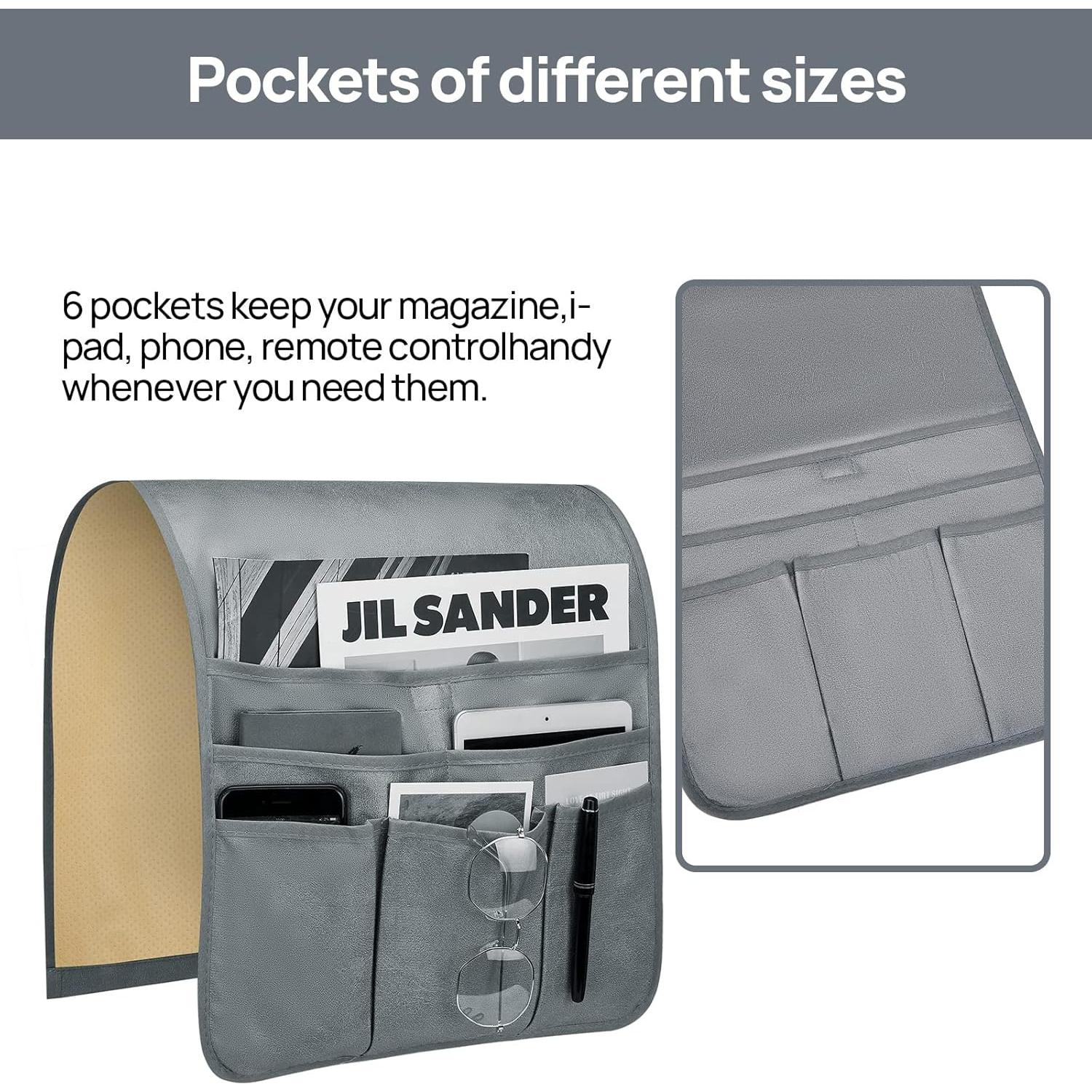 Soporte Organizador de Control Remoto Teniux Gris 6 Bolsillos