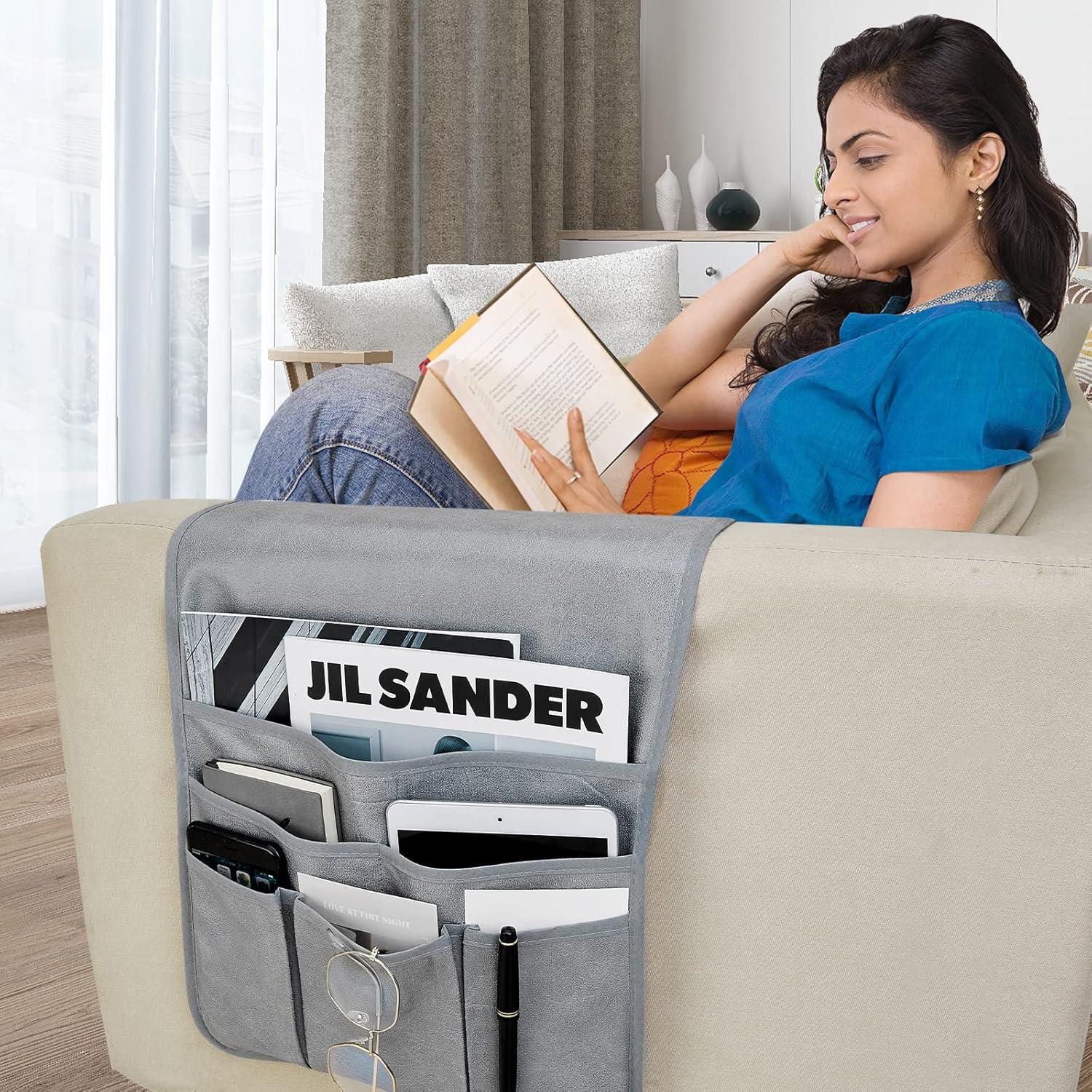 Soporte Organizador de Control Remoto Teniux Gris 6 Bolsillos