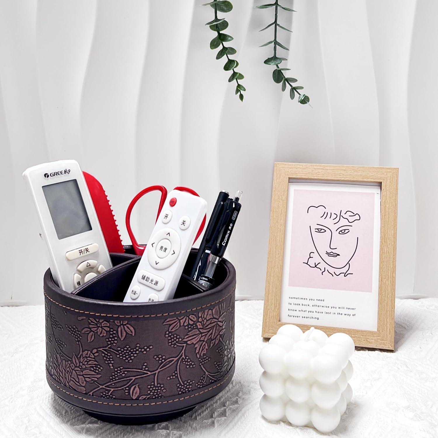 Soporte Redondo de Control Remoto Arniche 360° Cuero Sintético