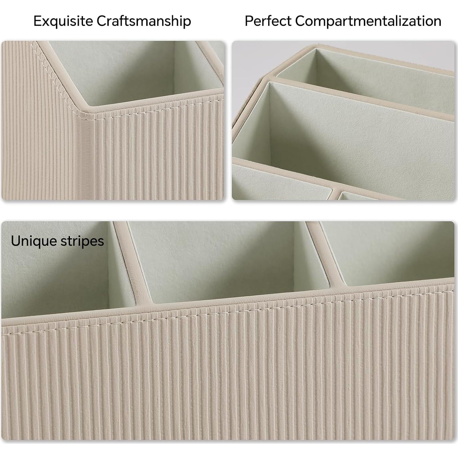 Organizador de Escritorio Cretkhp Beige Rayado 5 Compartimentos