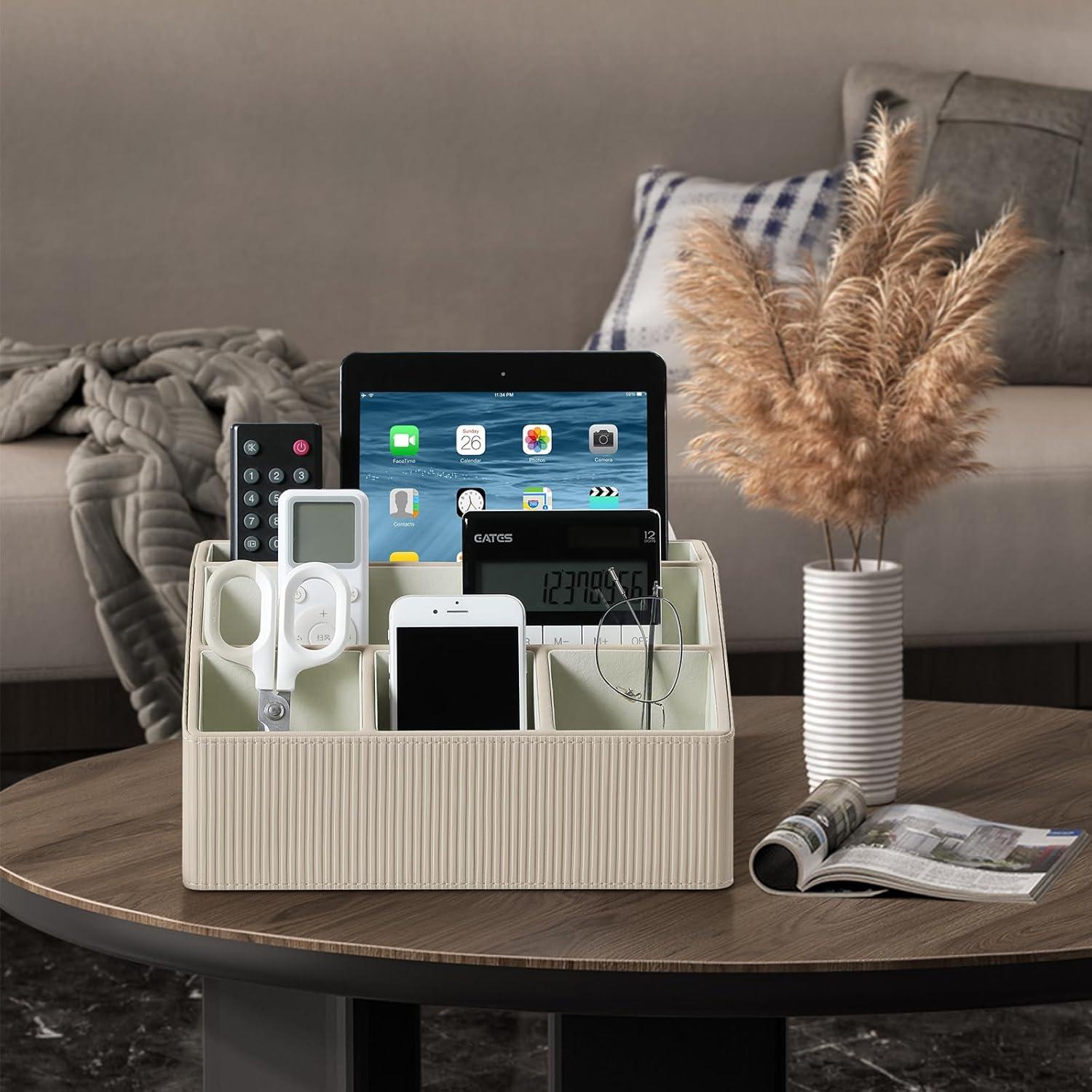 Organizador de Escritorio Cretkhp Beige Rayado 5 Compartimentos