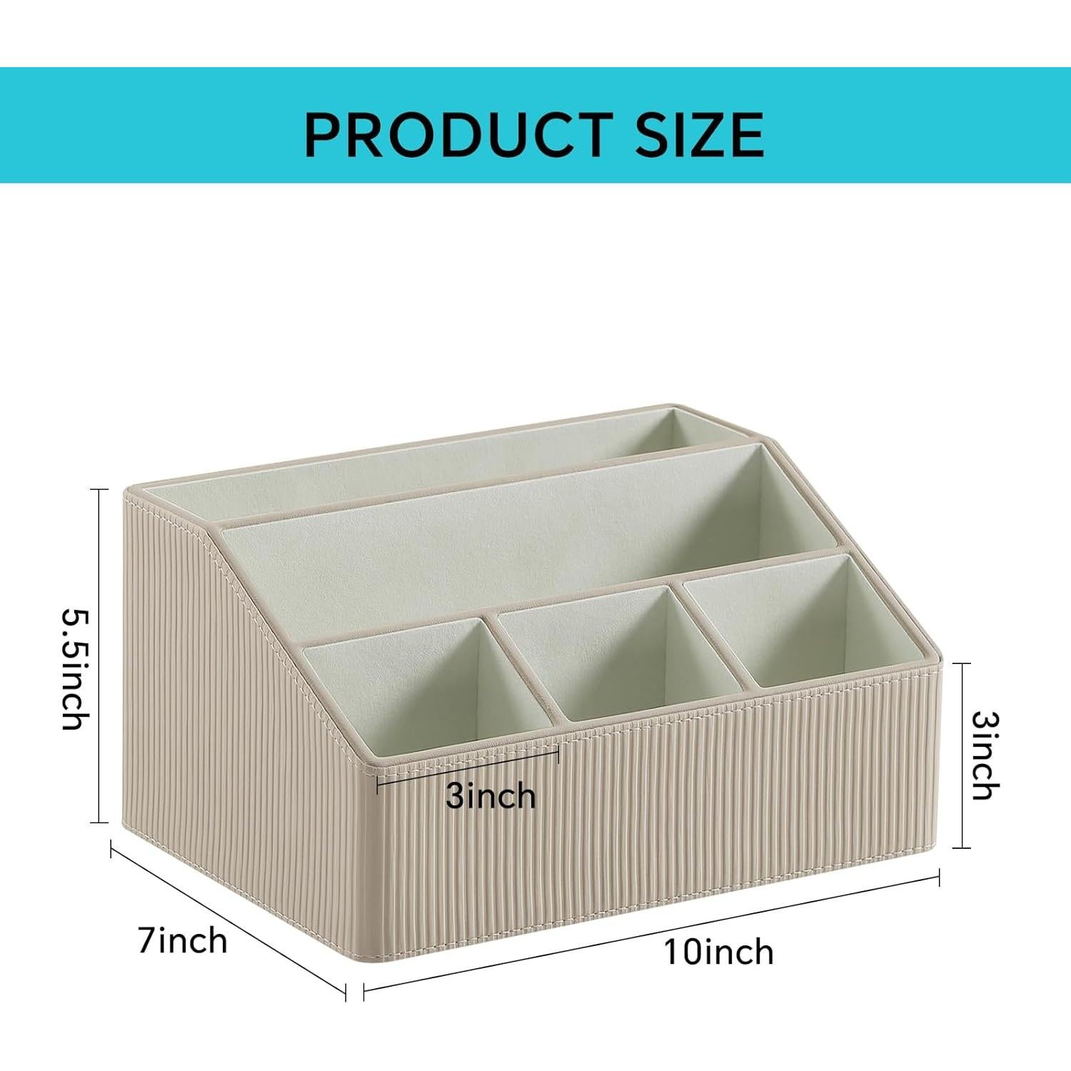 Organizador de Escritorio Cretkhp Beige Rayado 5 Compartimentos