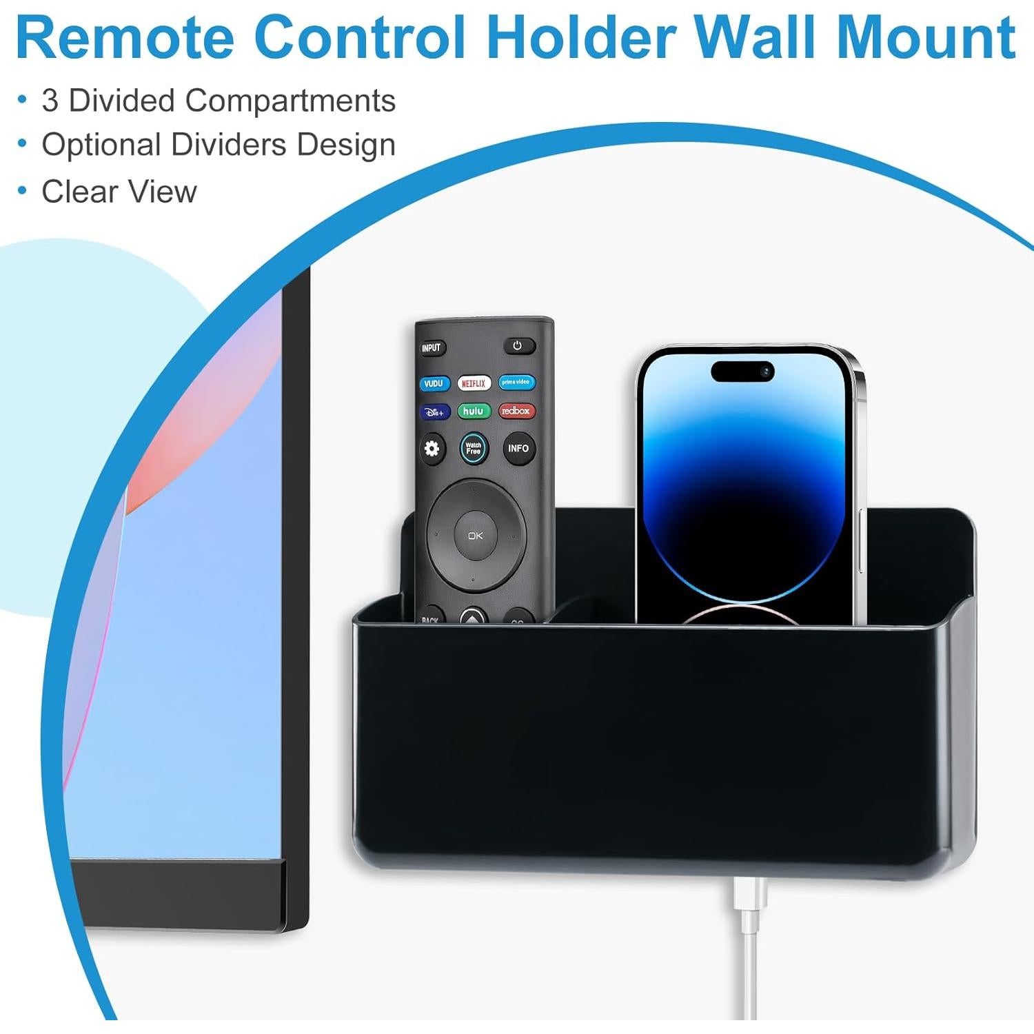 Soporte de Pared Ajustable Zaigelai para Control Remoto Negro