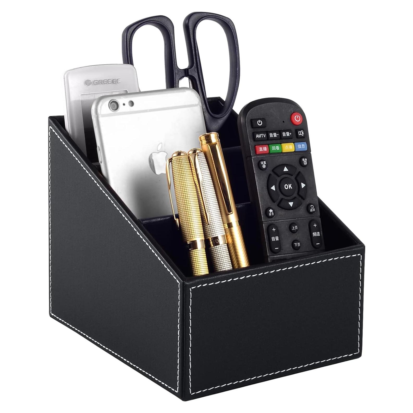 Organizador de Escritorio RHCSZ de Cuero PU Negro con 3 Divisiones