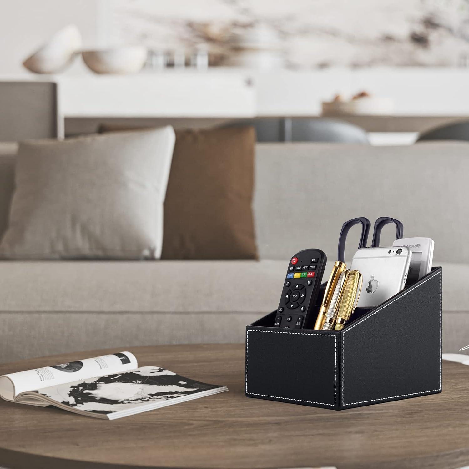 Organizador de Escritorio RHCSZ de Cuero PU Negro con 3 Divisiones