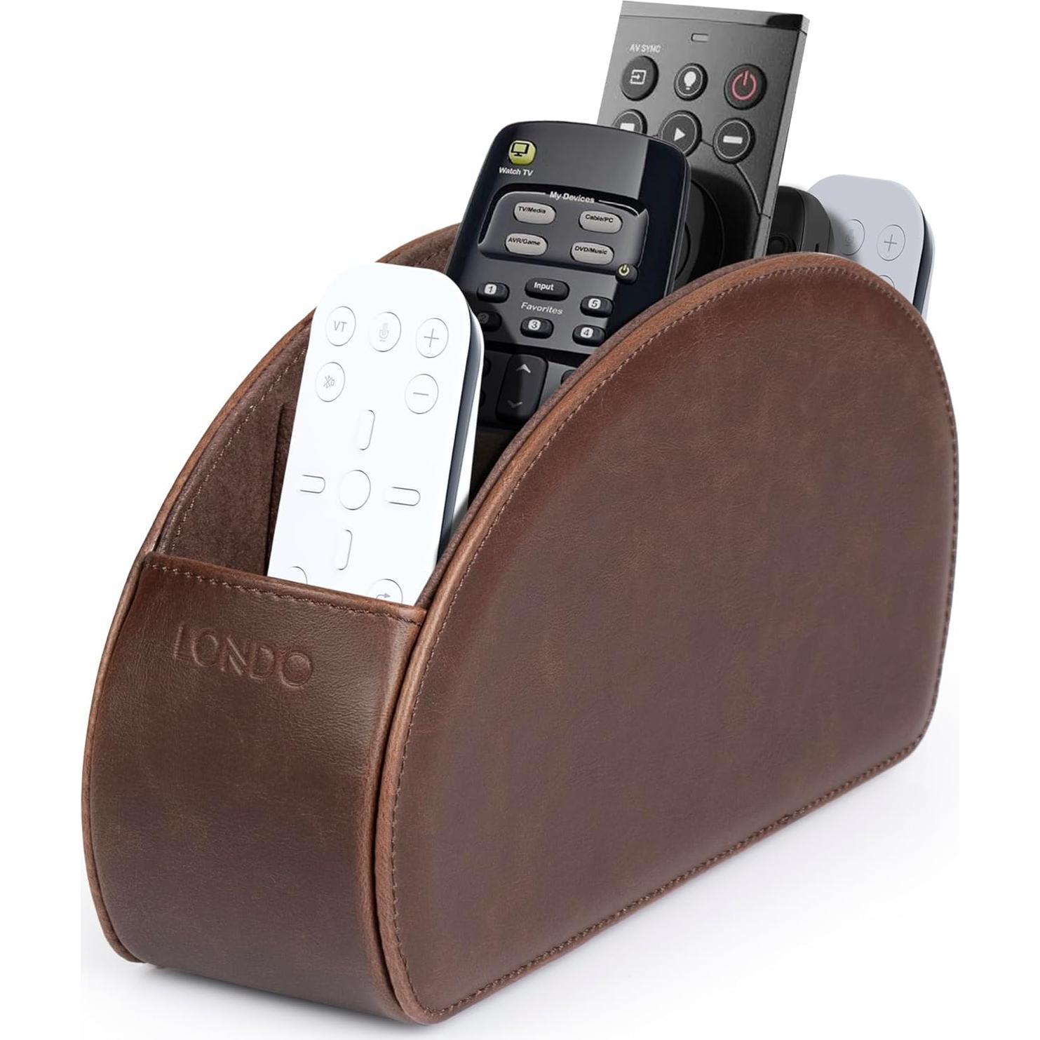 Soporte para Control Remoto Londo - Cuero PU 5 Bolsillos Marrón