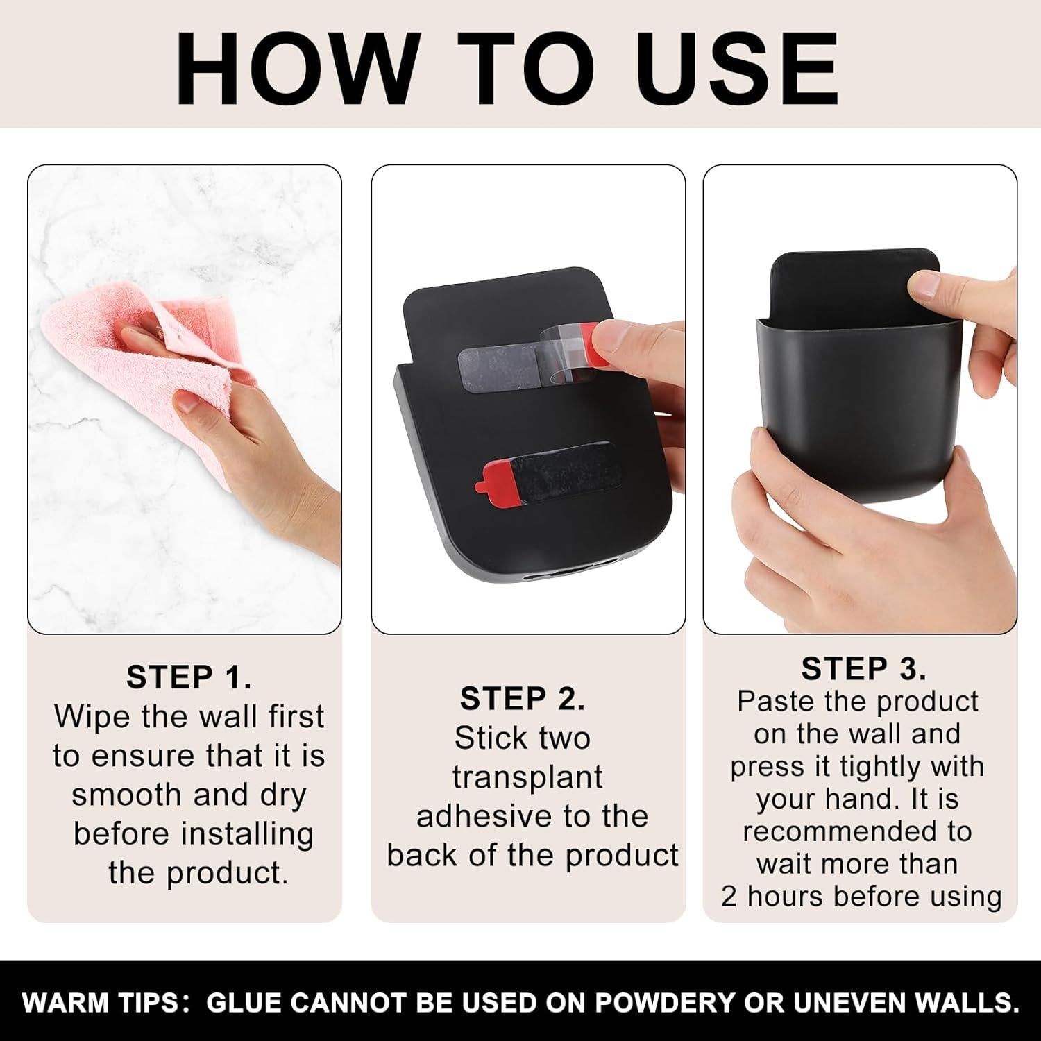 Soporte de Control Remoto ZhouBoat 12 Pcs Negro Autoadhesivo